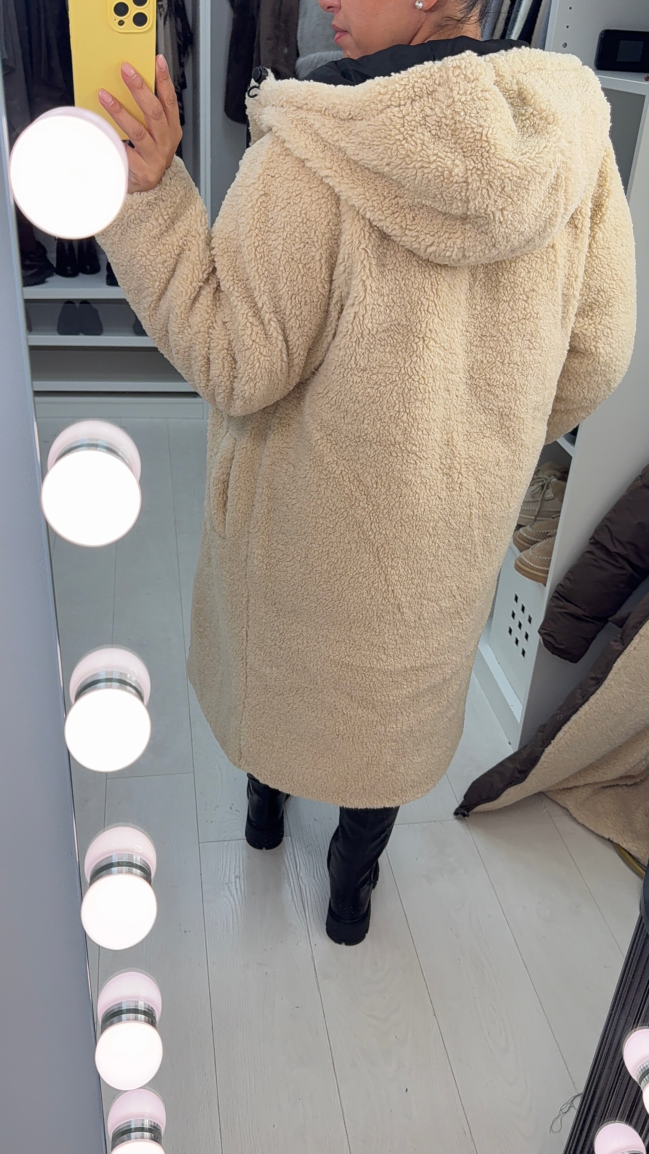 Nina Teddy & Puffer Reversible Longline Coat