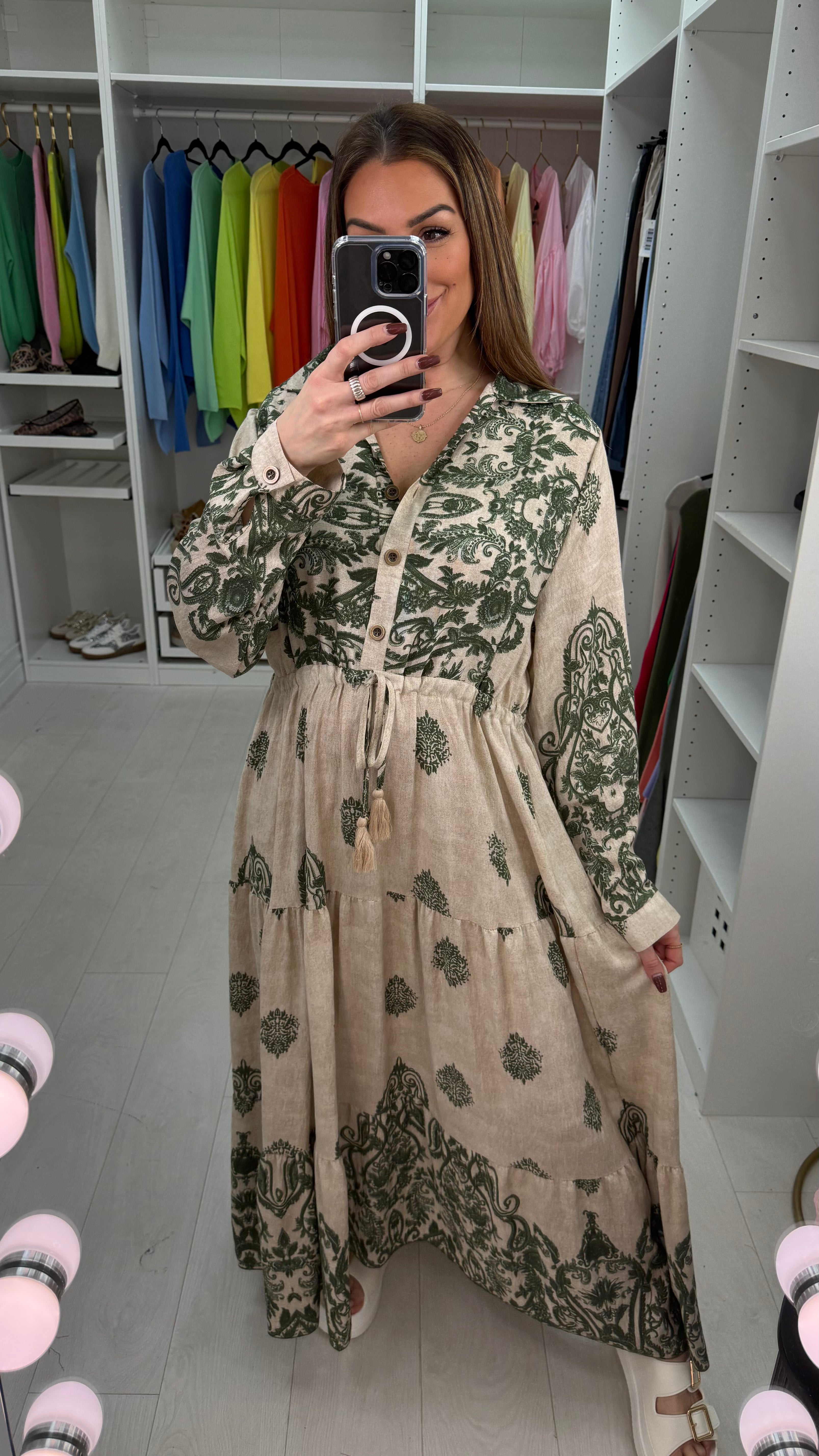 Cordelia Abstract Maxi Shirt Dress