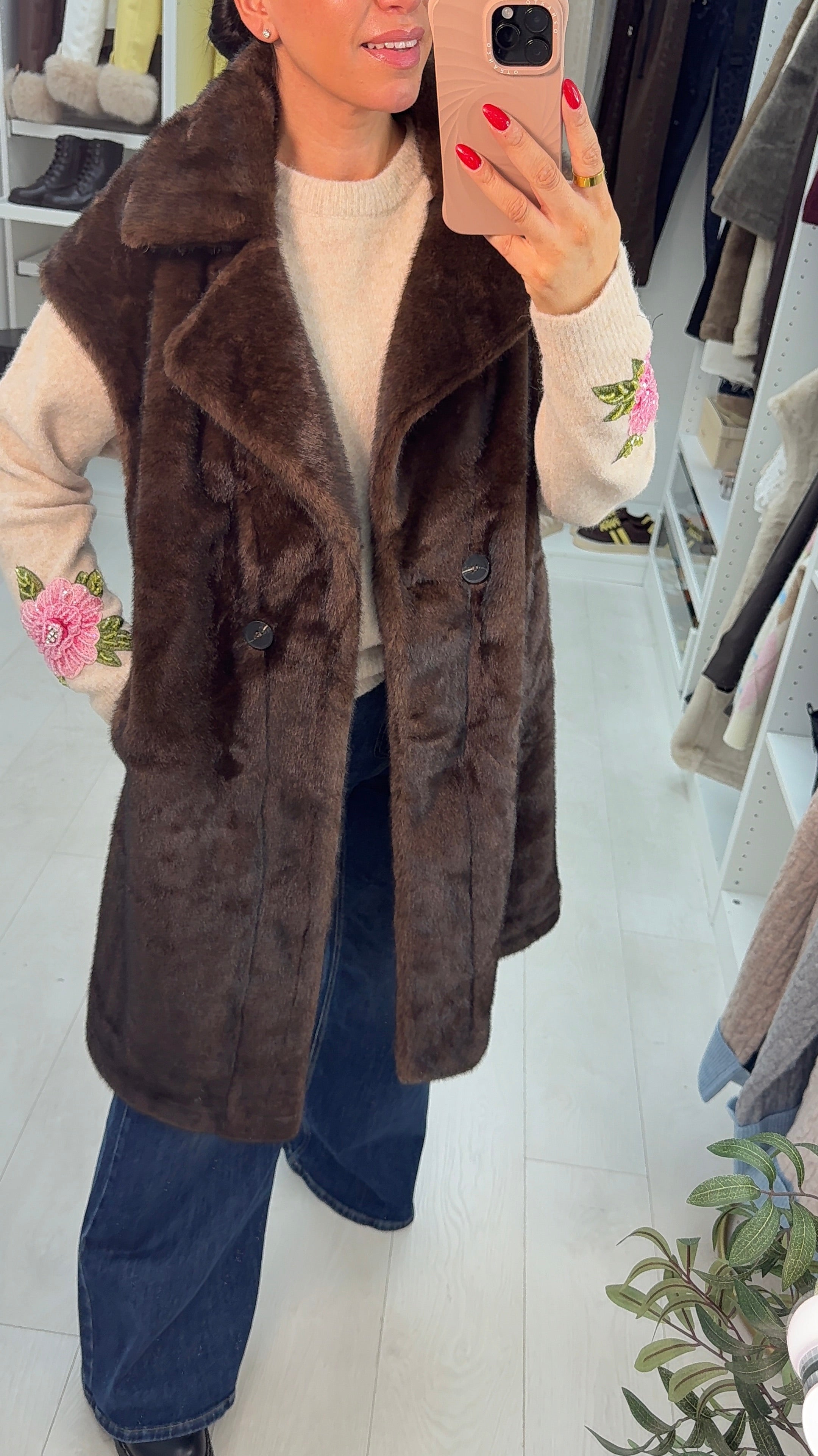 Rosemary Faux Fur Longline Gilet