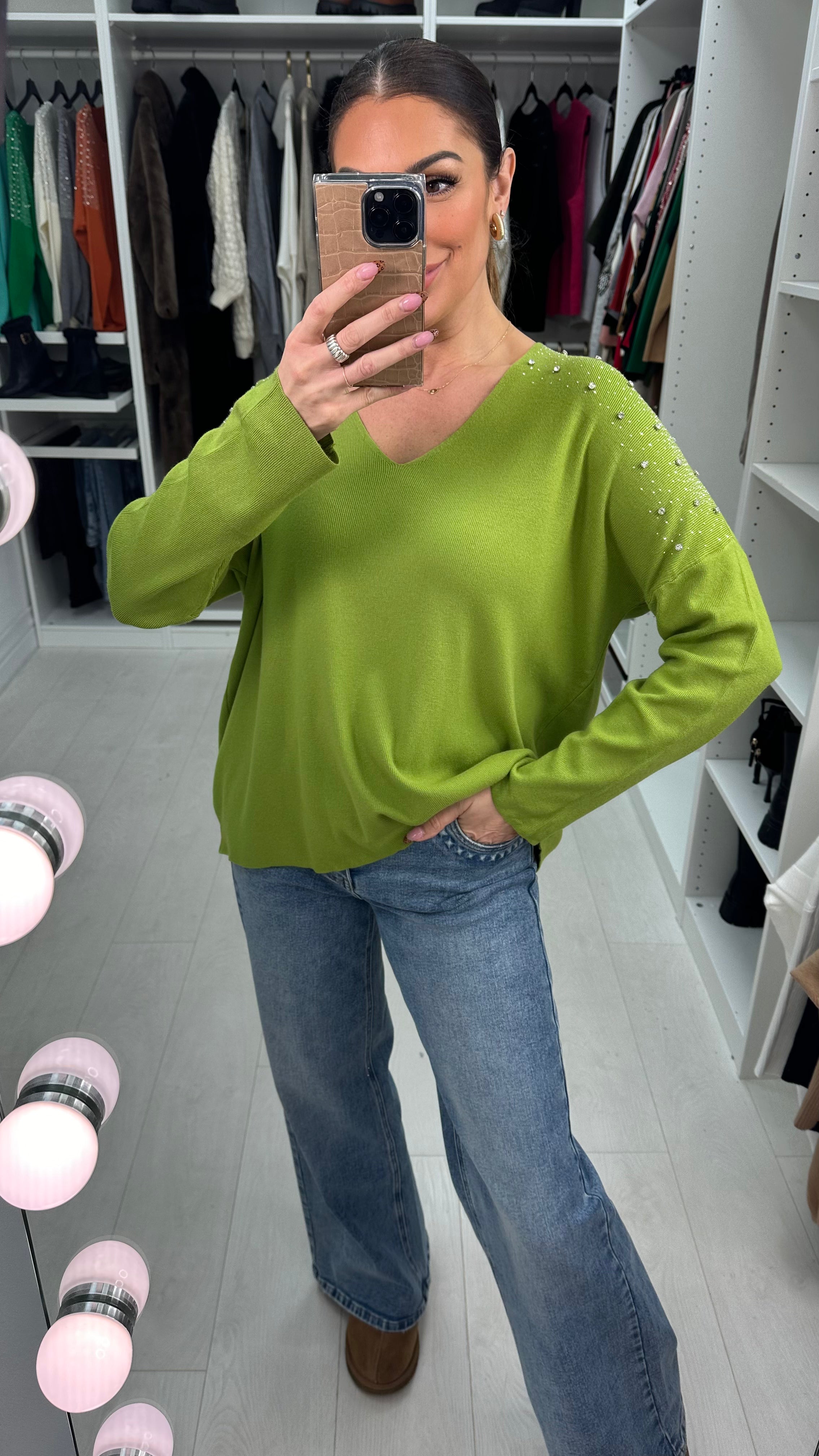 Paloma Embellished V Neck Knit Jumper