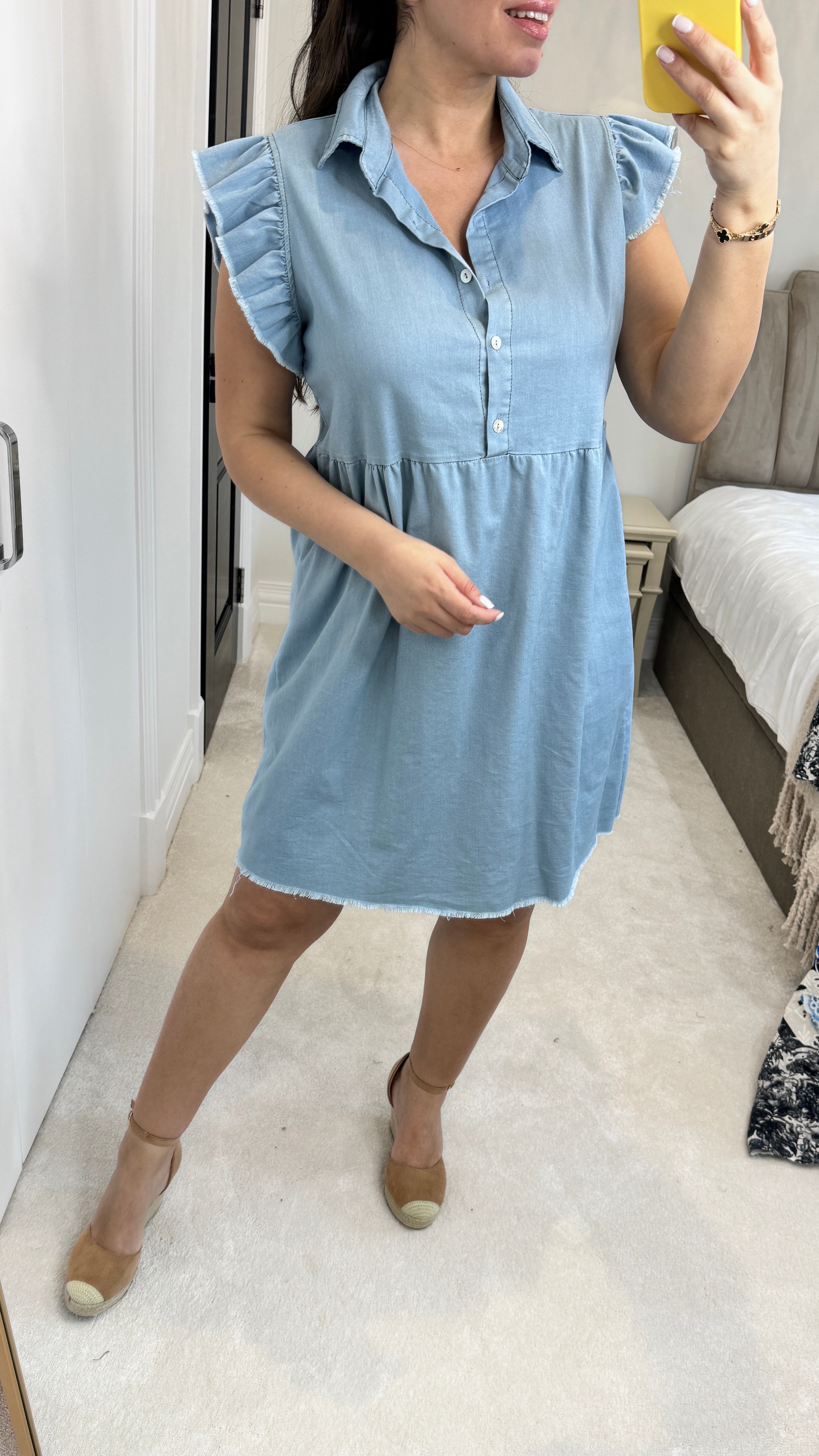 Levisa Ruffle Detail Denim Dress