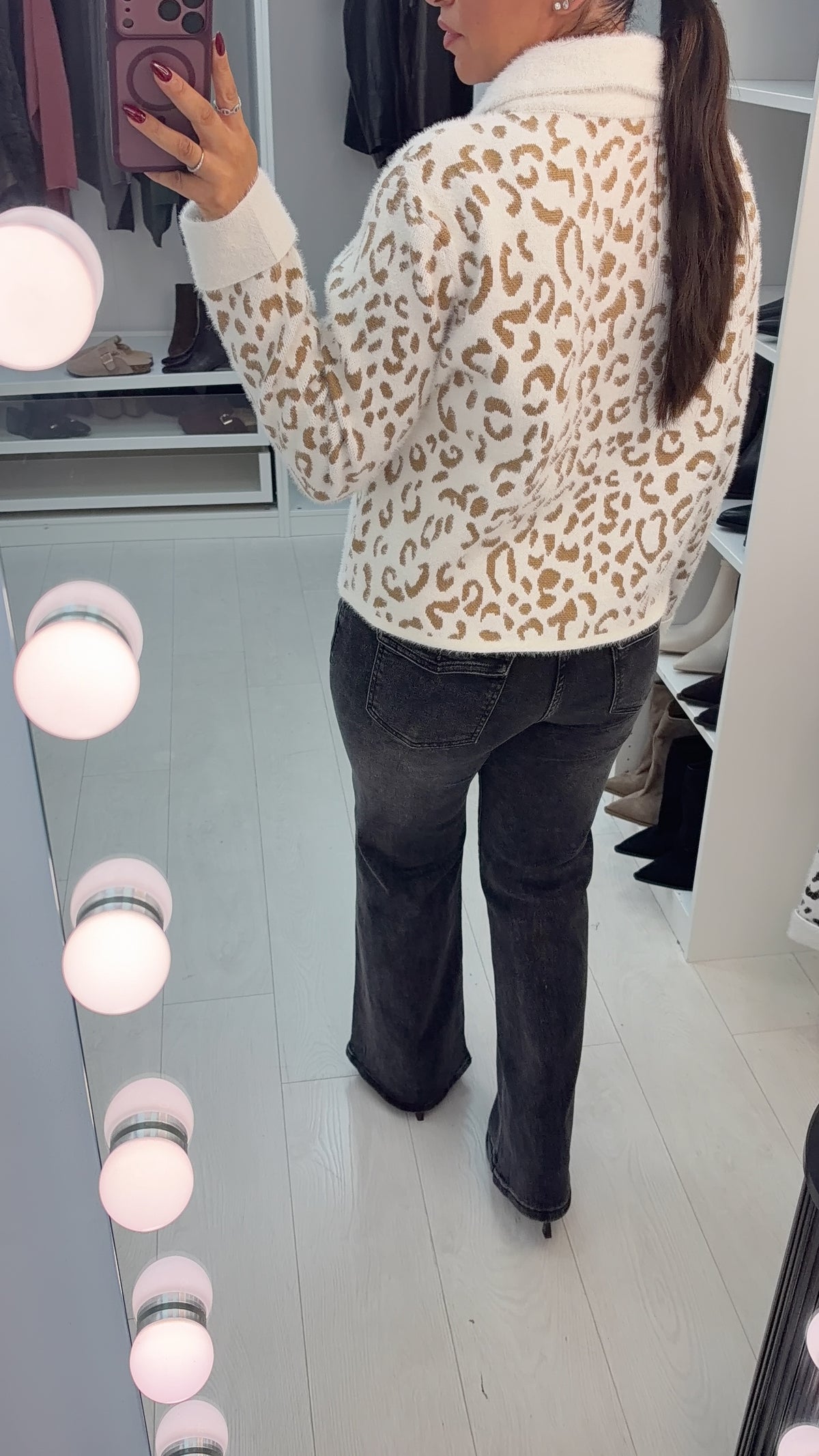 Demilla Leopard Print Fluffy Cardi Jacket