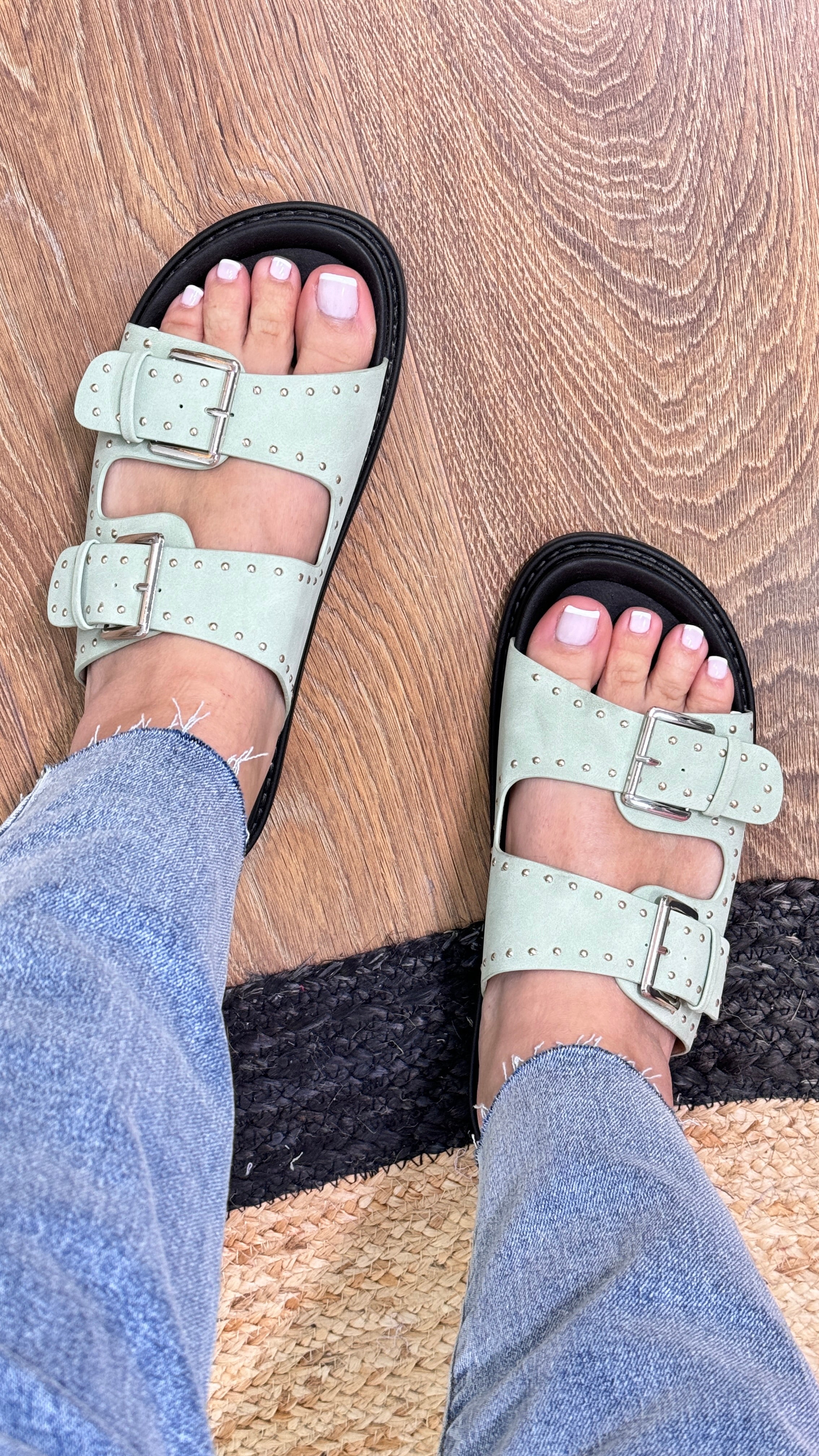 Carluccio Suede Effect Buckle Sandal