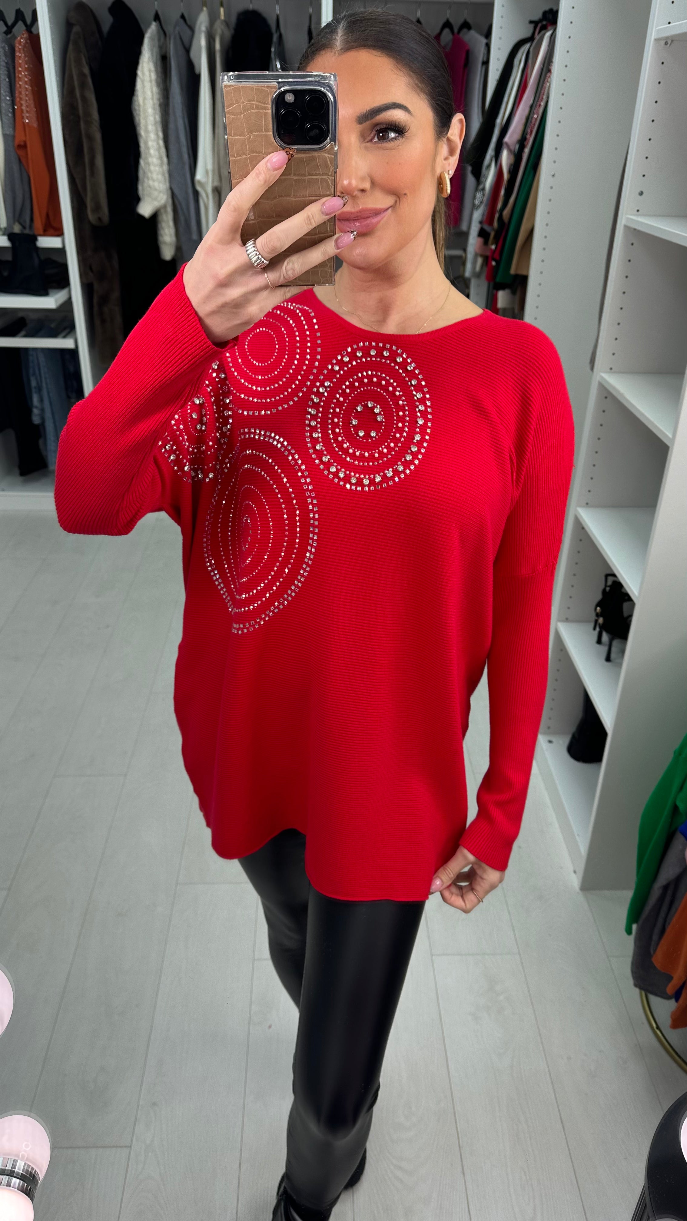 Hariette Diamante Detail Longline Knit Jumper