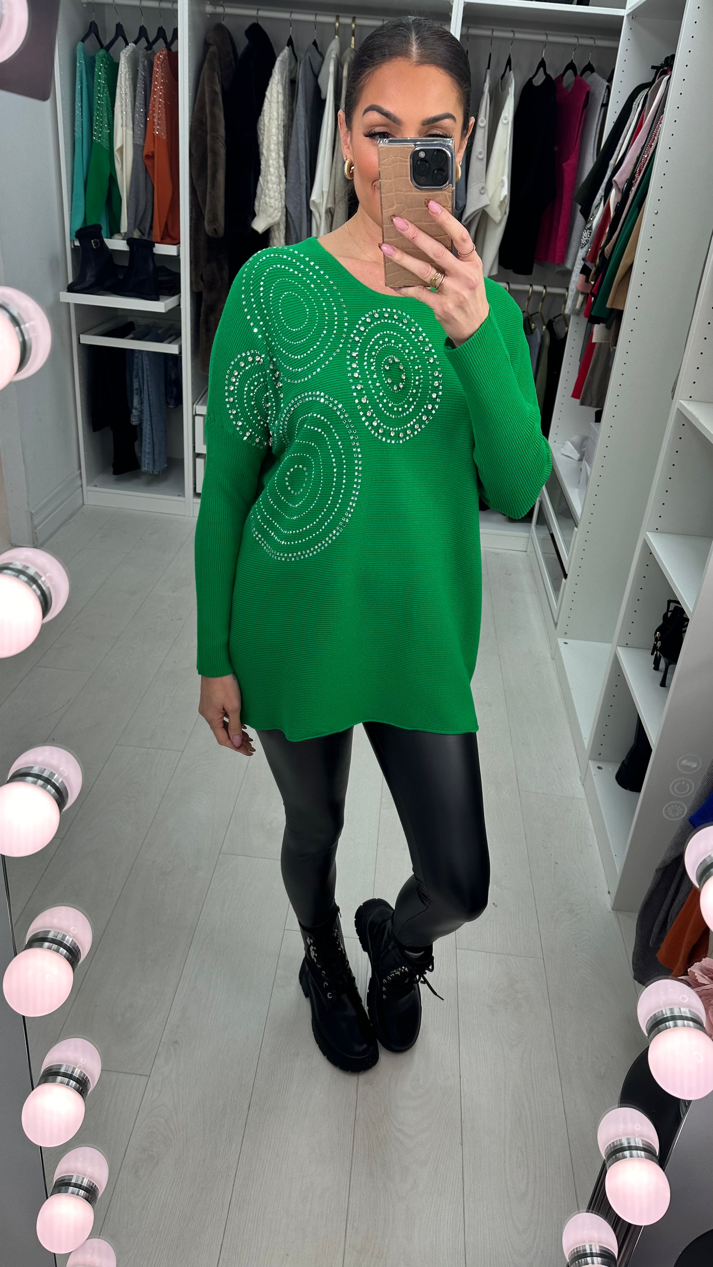 Hariette Diamante Detail Longline Knit Jumper