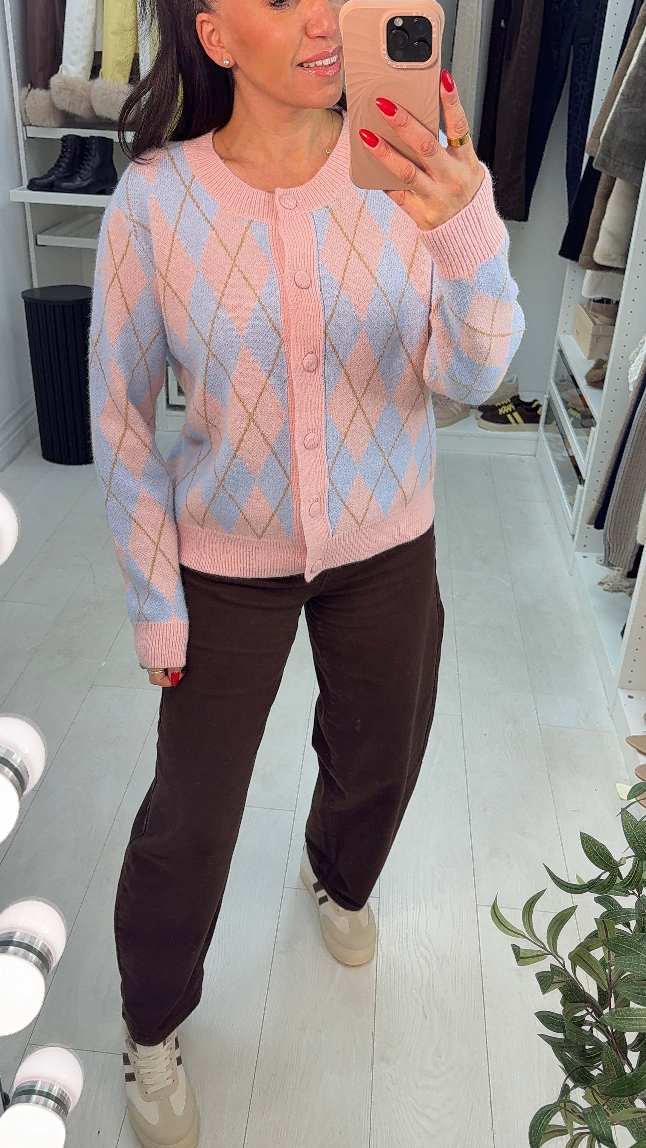 Kimber Argyle Print Button Front Jumper