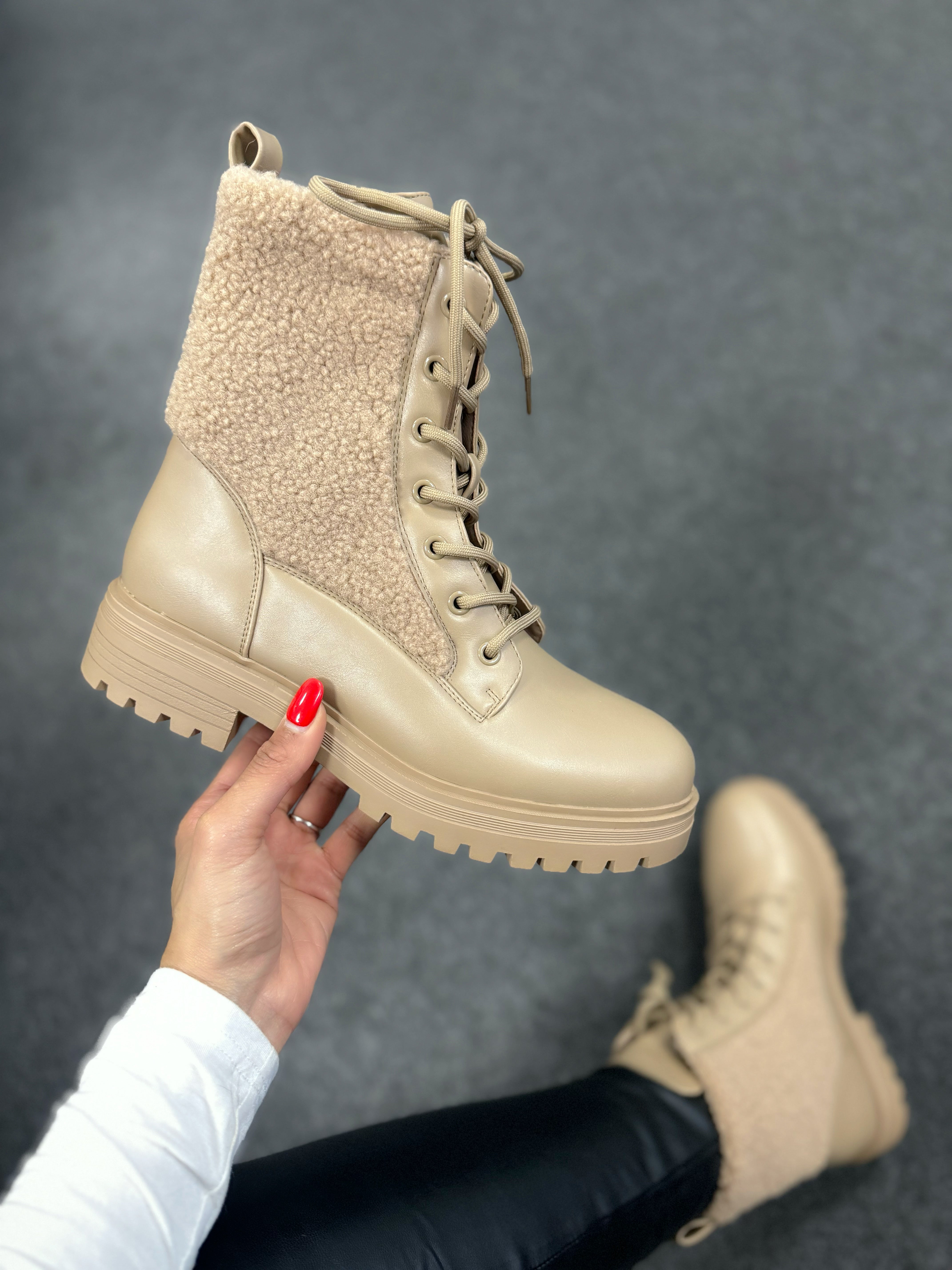 Vinnie Teddy Detail Biker Boots