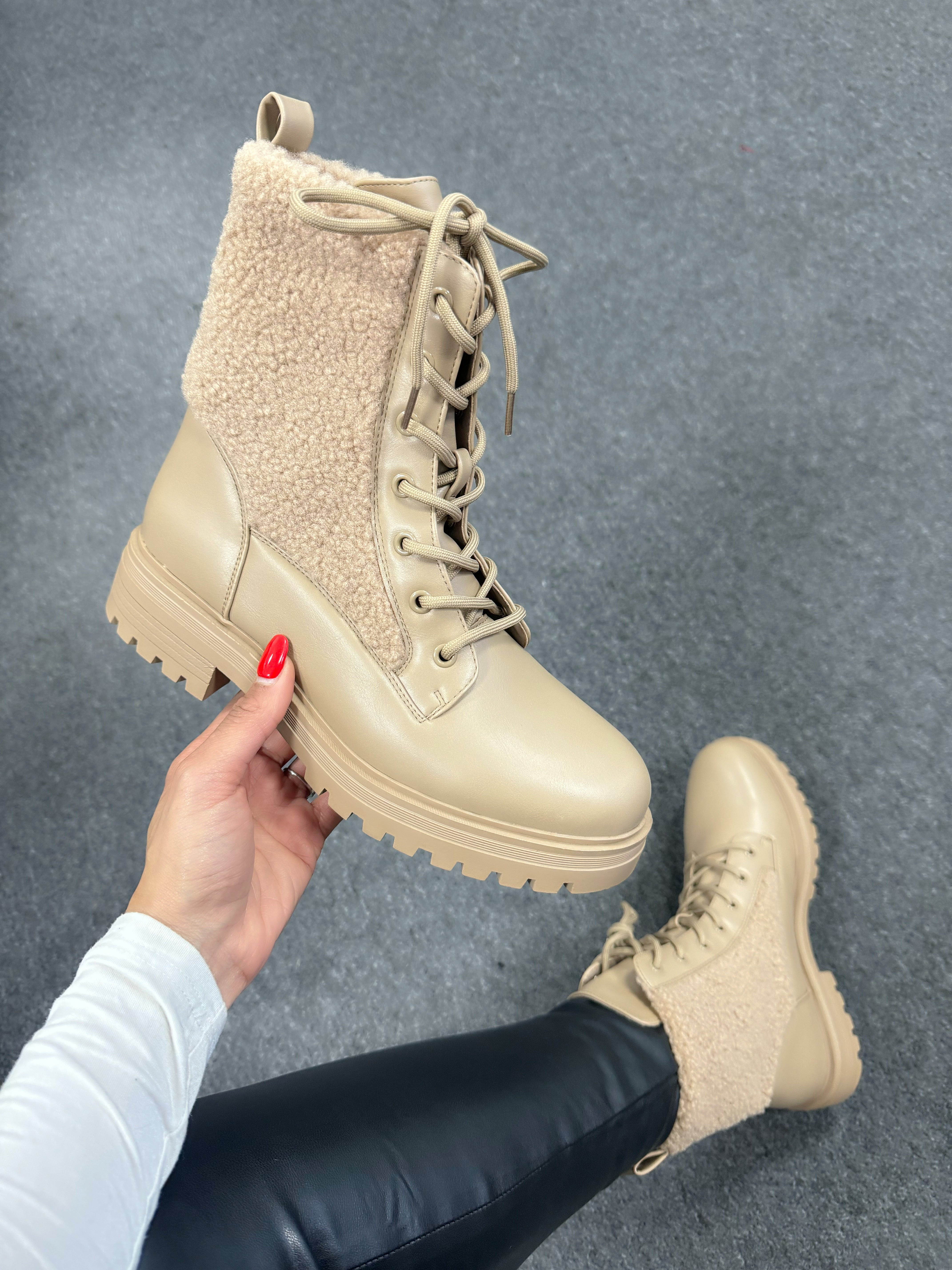 Vinnie Teddy Detail Biker Boots