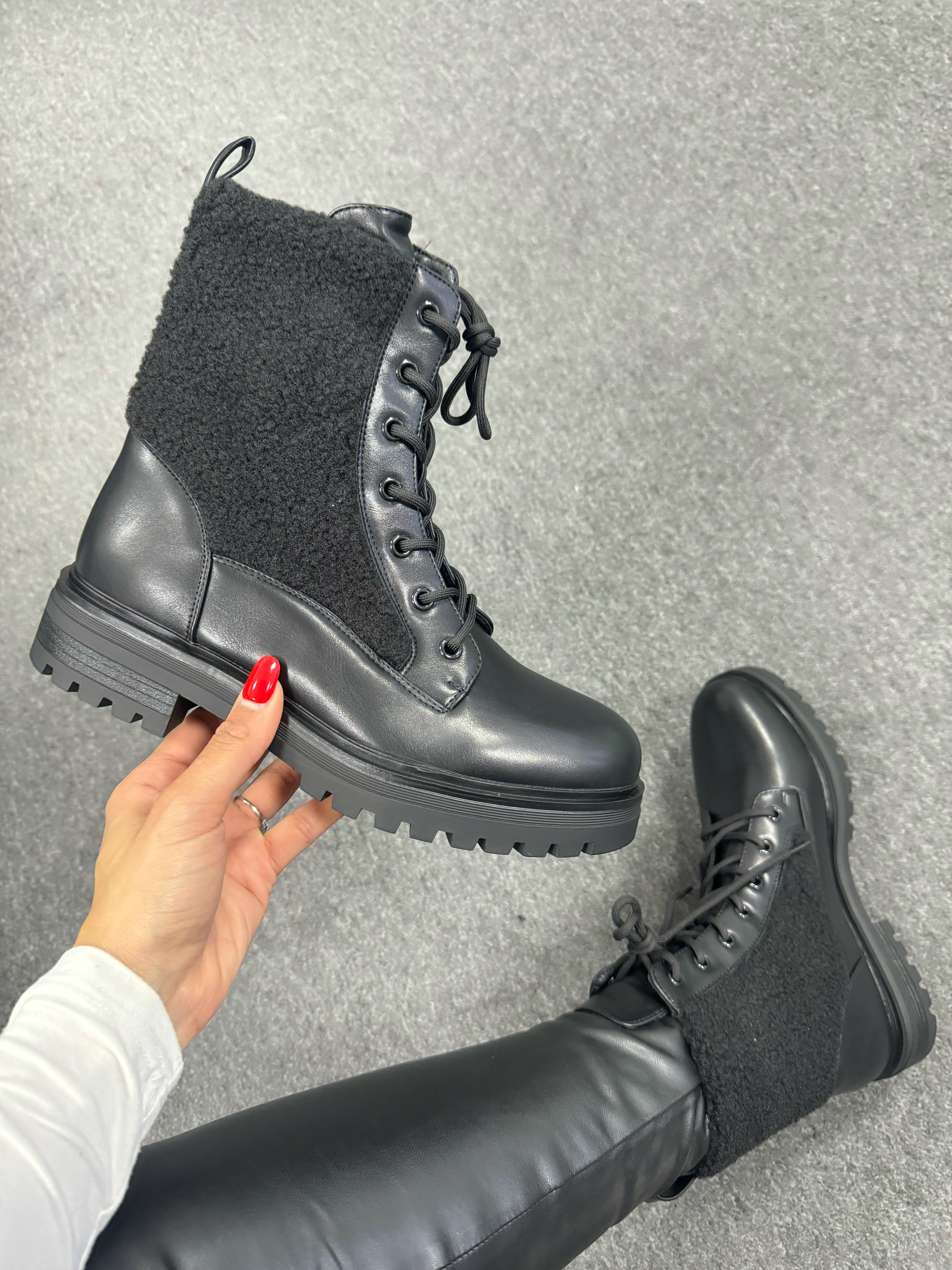 Vinnie Teddy Detail Biker Boots