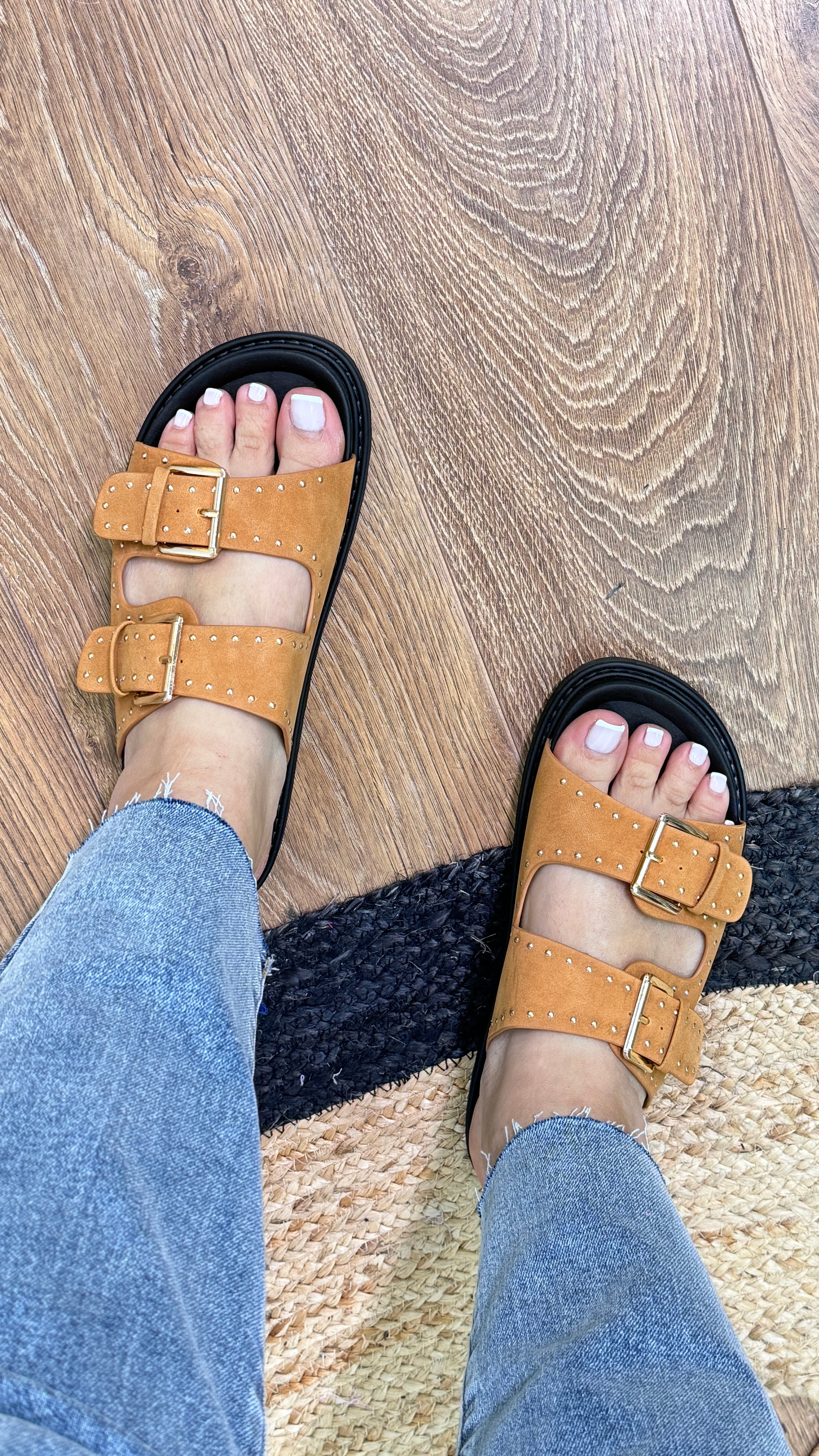 Carluccio Suede Effect Buckle Sandal