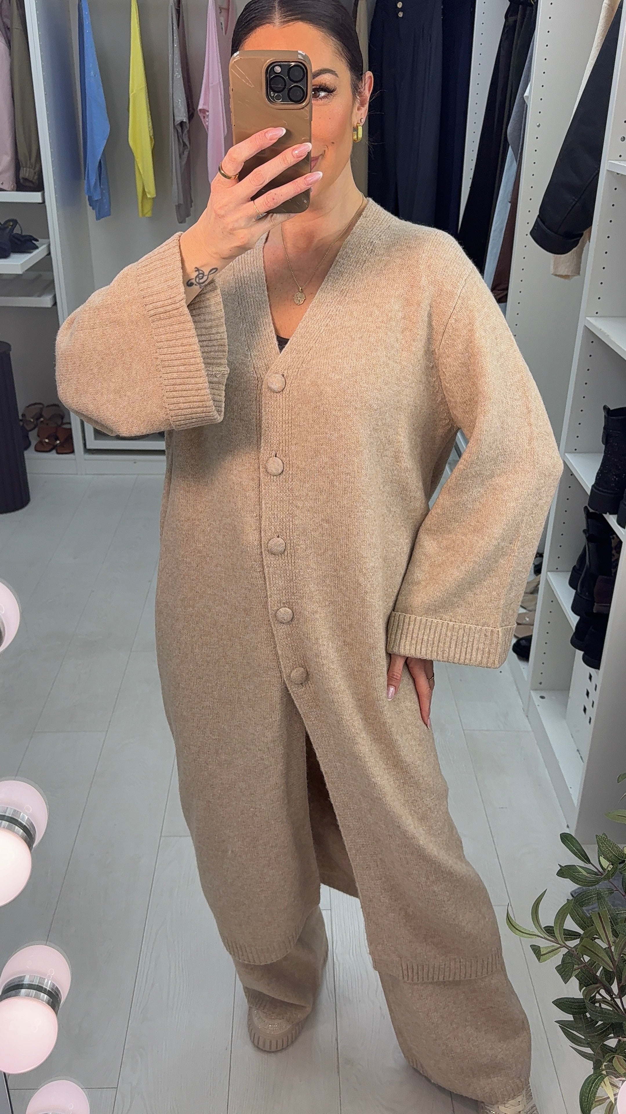 Zanyla Plain Longline Cardigan Co-Ord Set