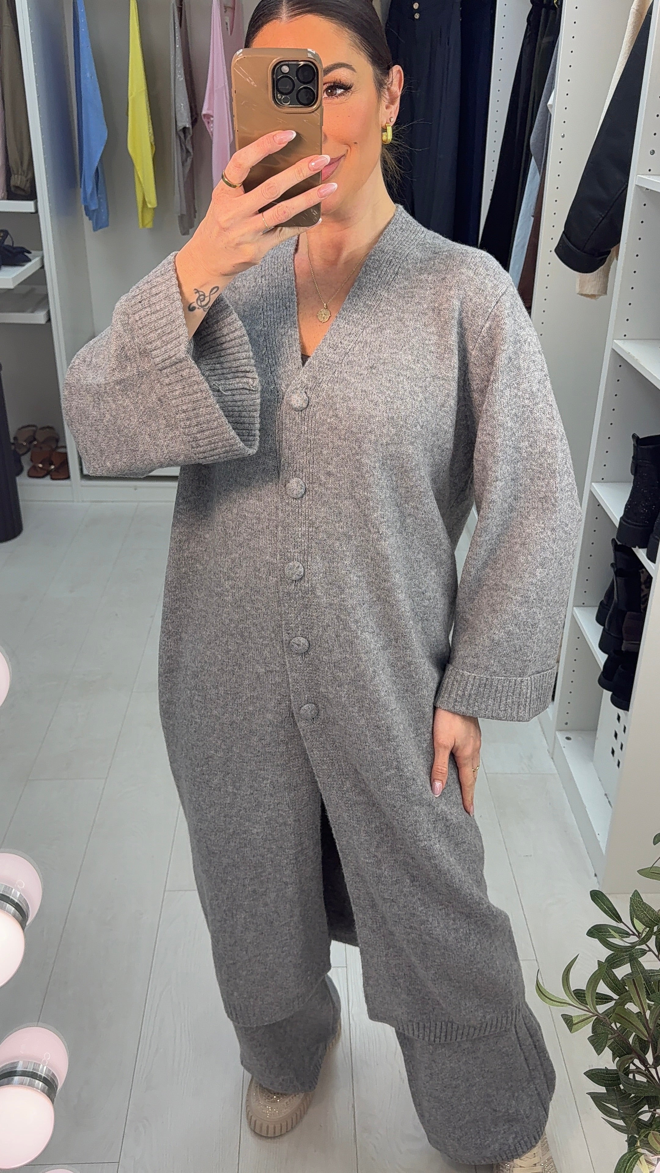 Zanyla Plain Longline Cardigan Co-Ord Set