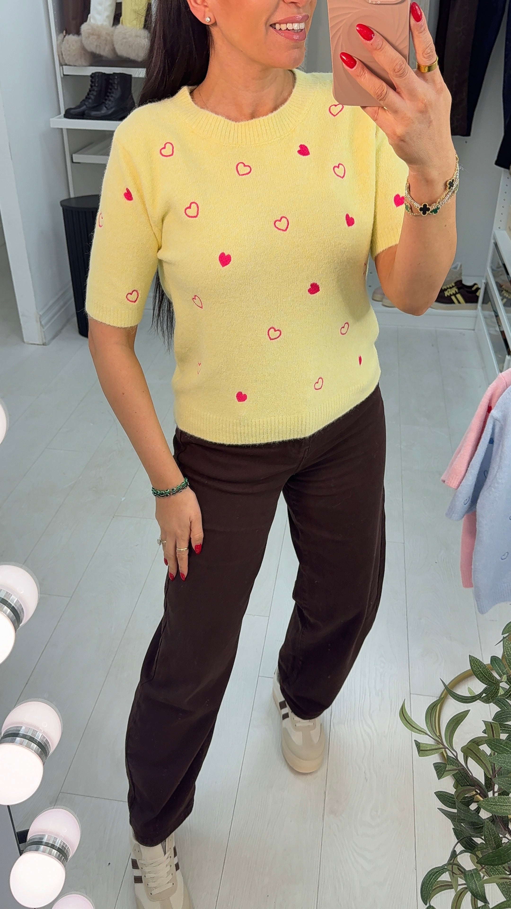 Alma Heart Detailed Short Sleeve Jumper