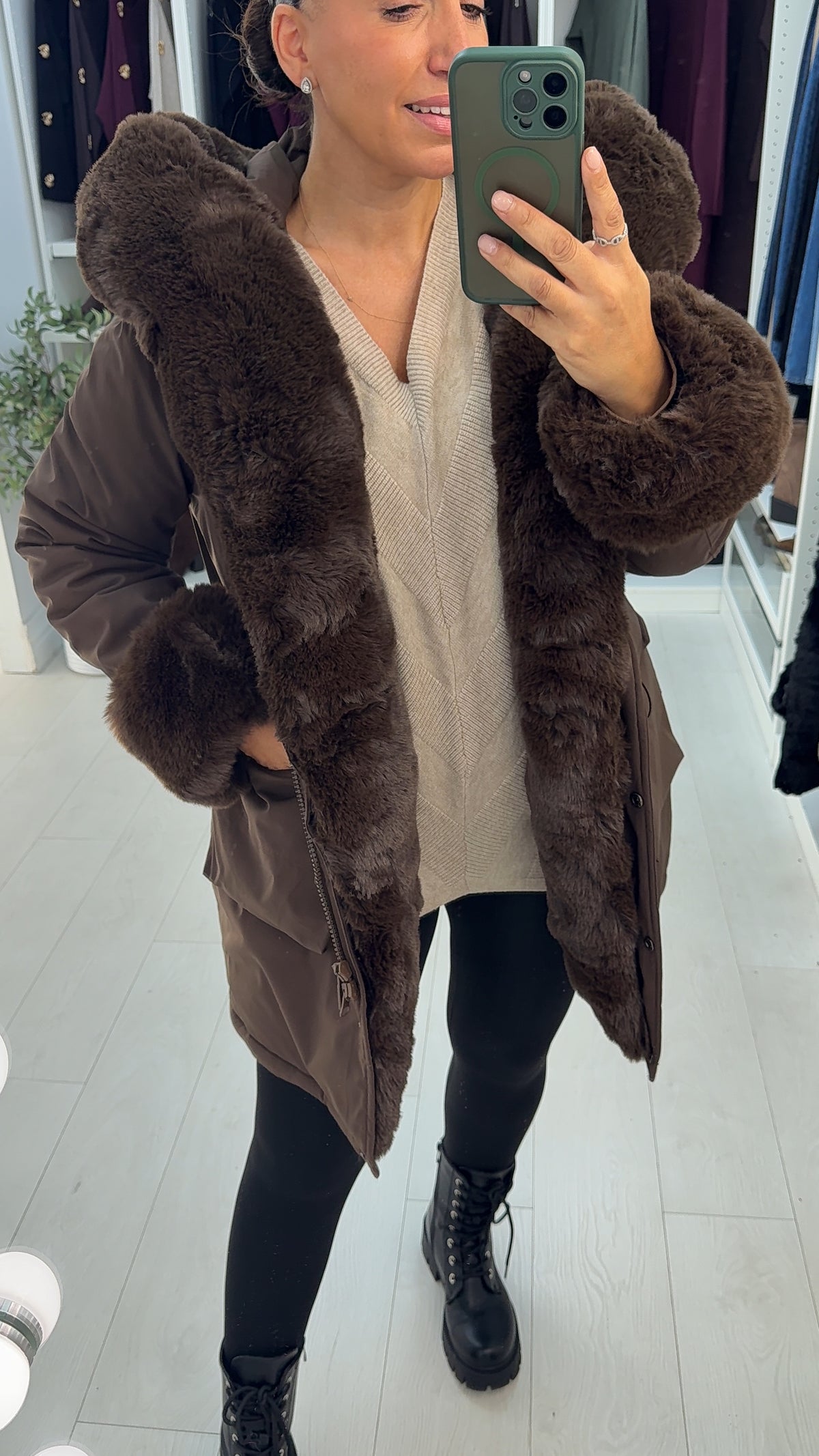Willow Faux Fur Hooded Toggle Waist Coat