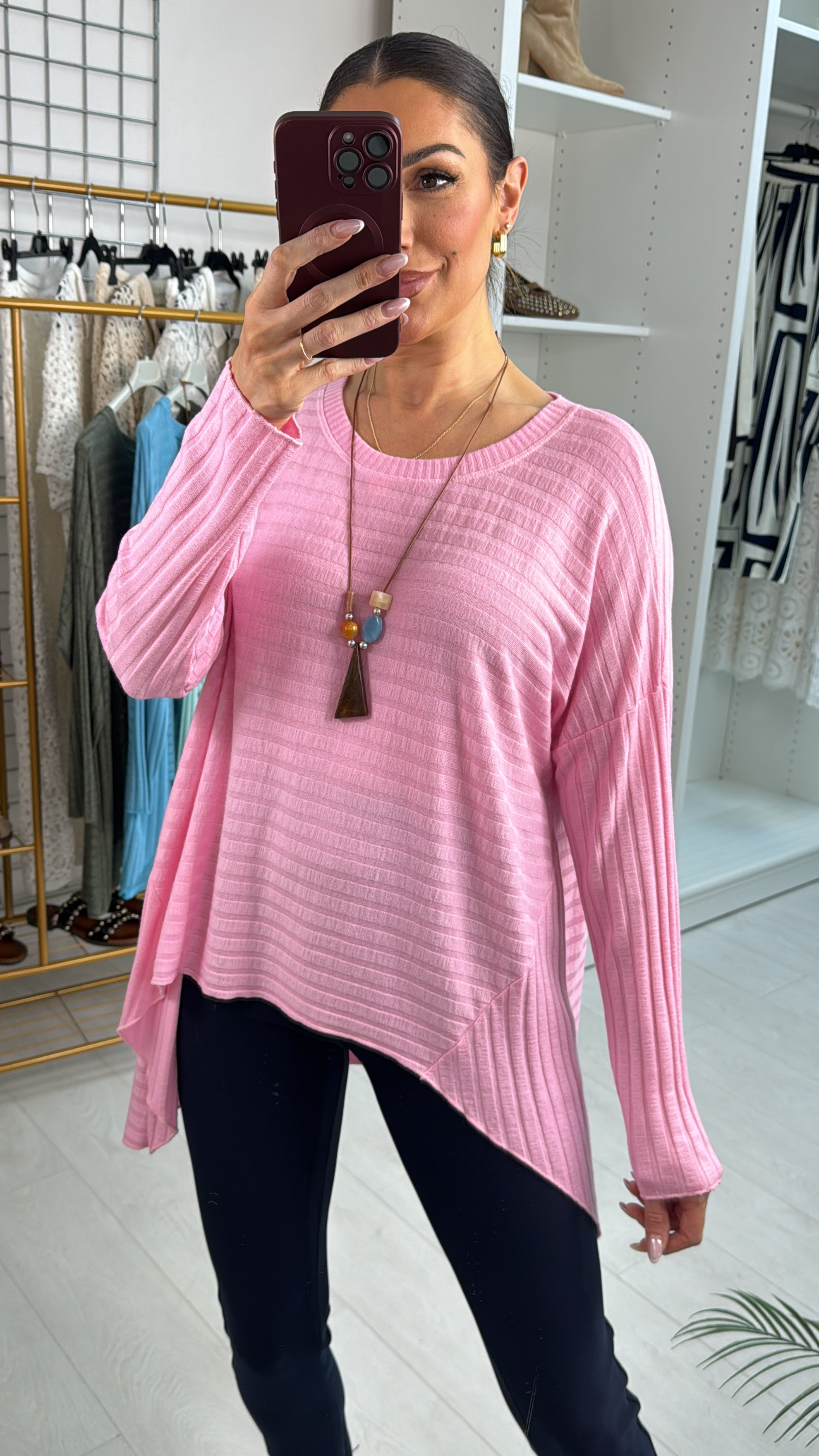 Akira Plain Asymmetric Thin Knit Top