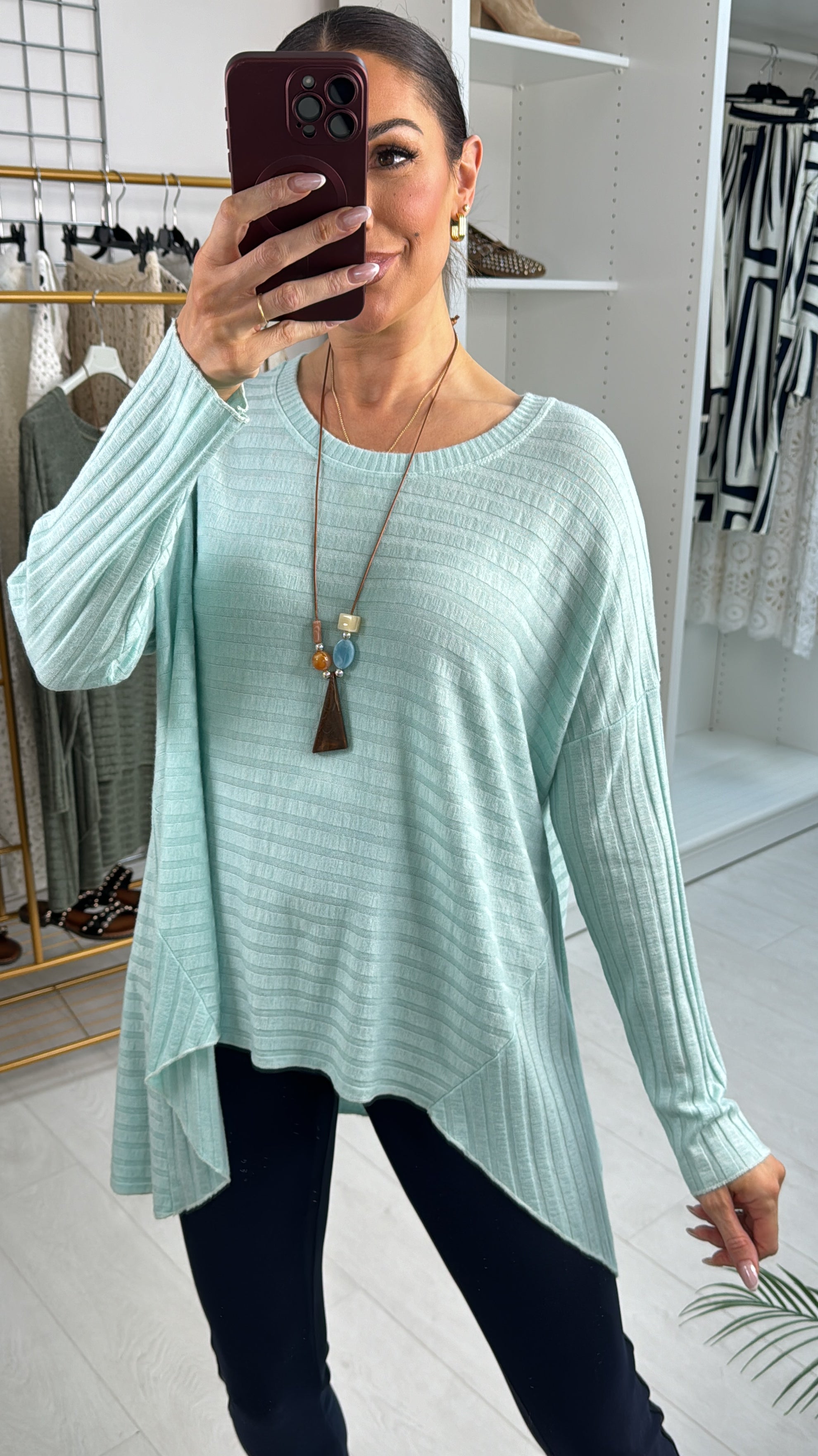 Akira Plain Asymmetric Thin Knit Top