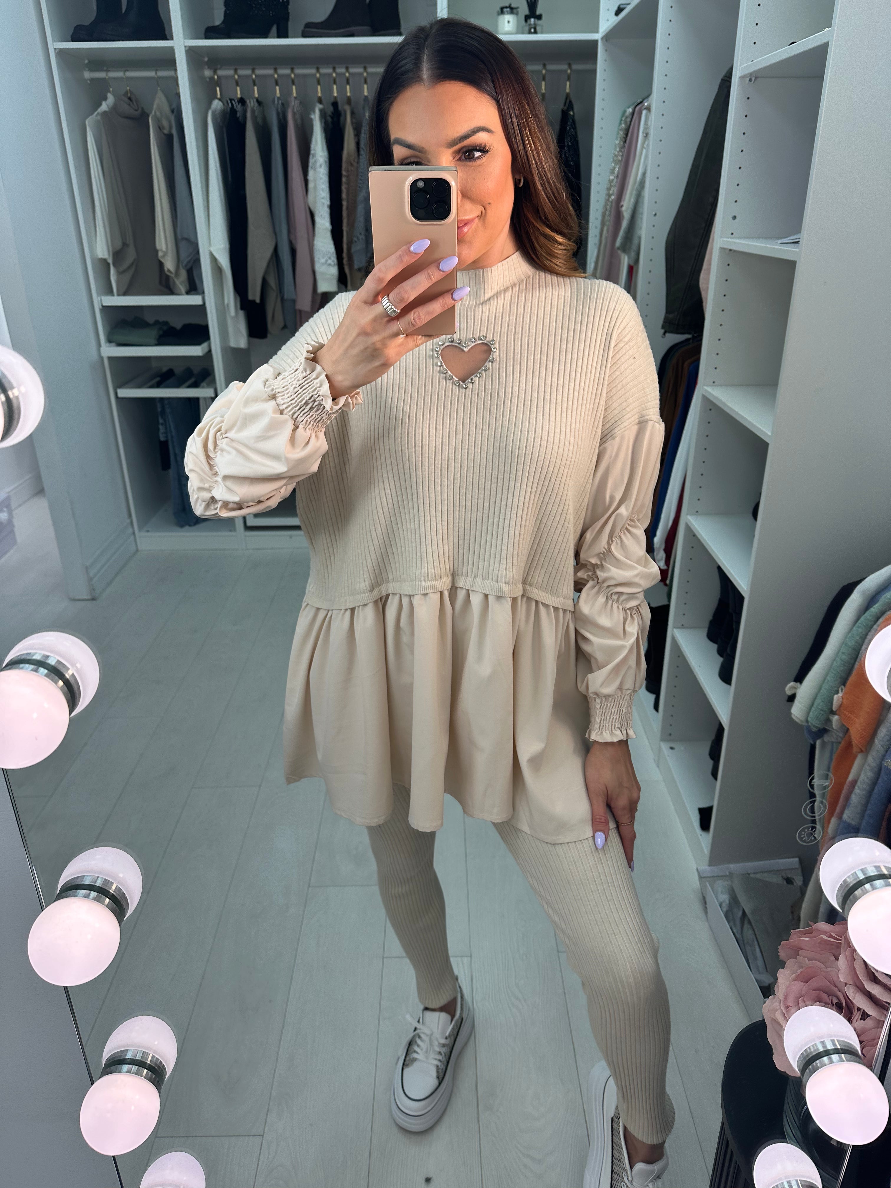 Imani Heart & Blouse Hem Loungewear Set