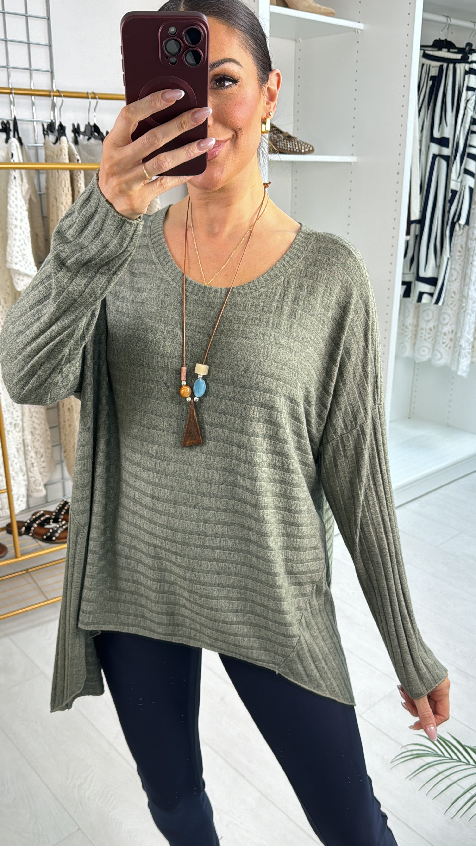 Akira Plain Asymmetric Thin Knit Top