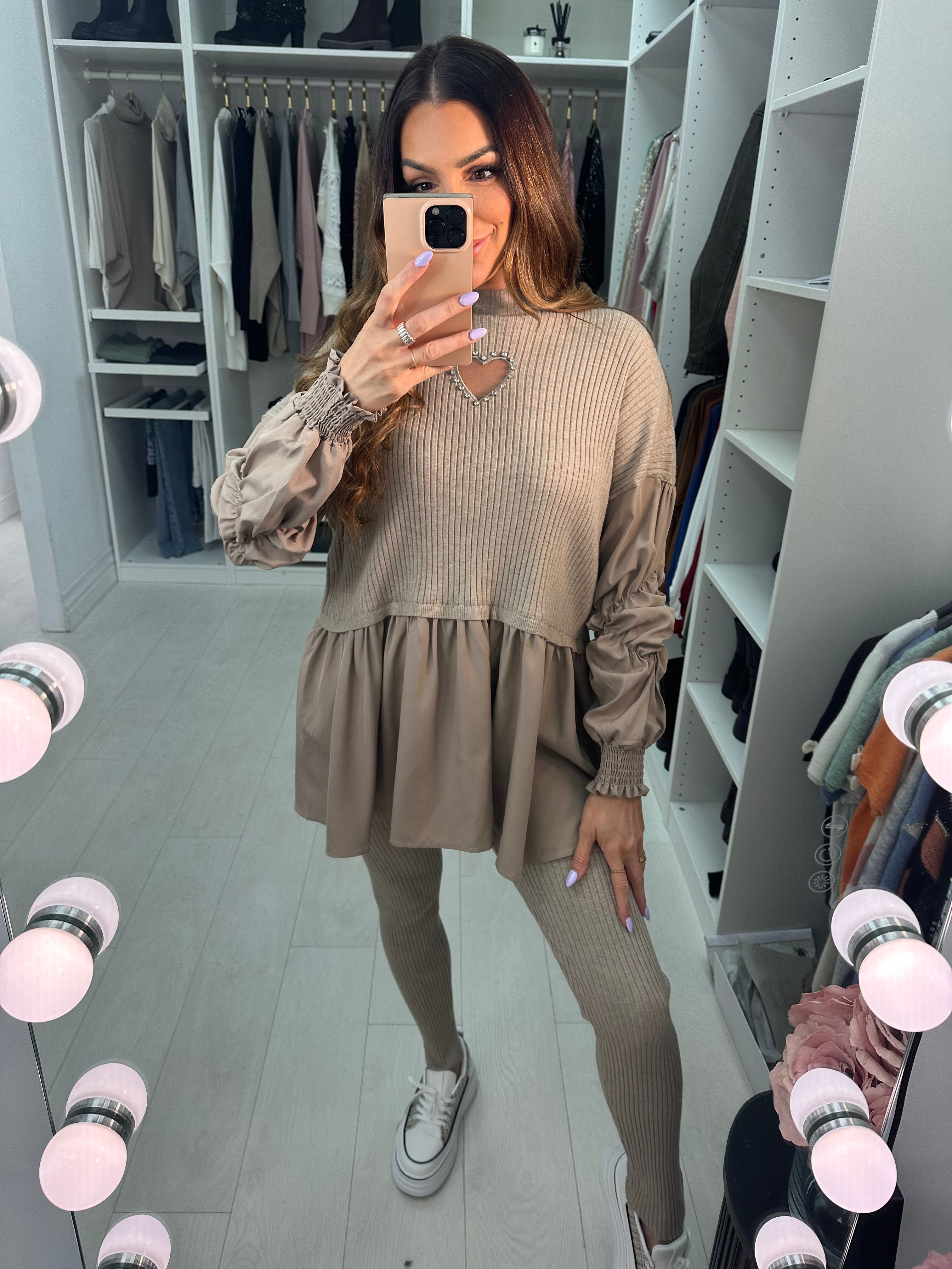 Imani Heart & Blouse Hem Loungewear Set