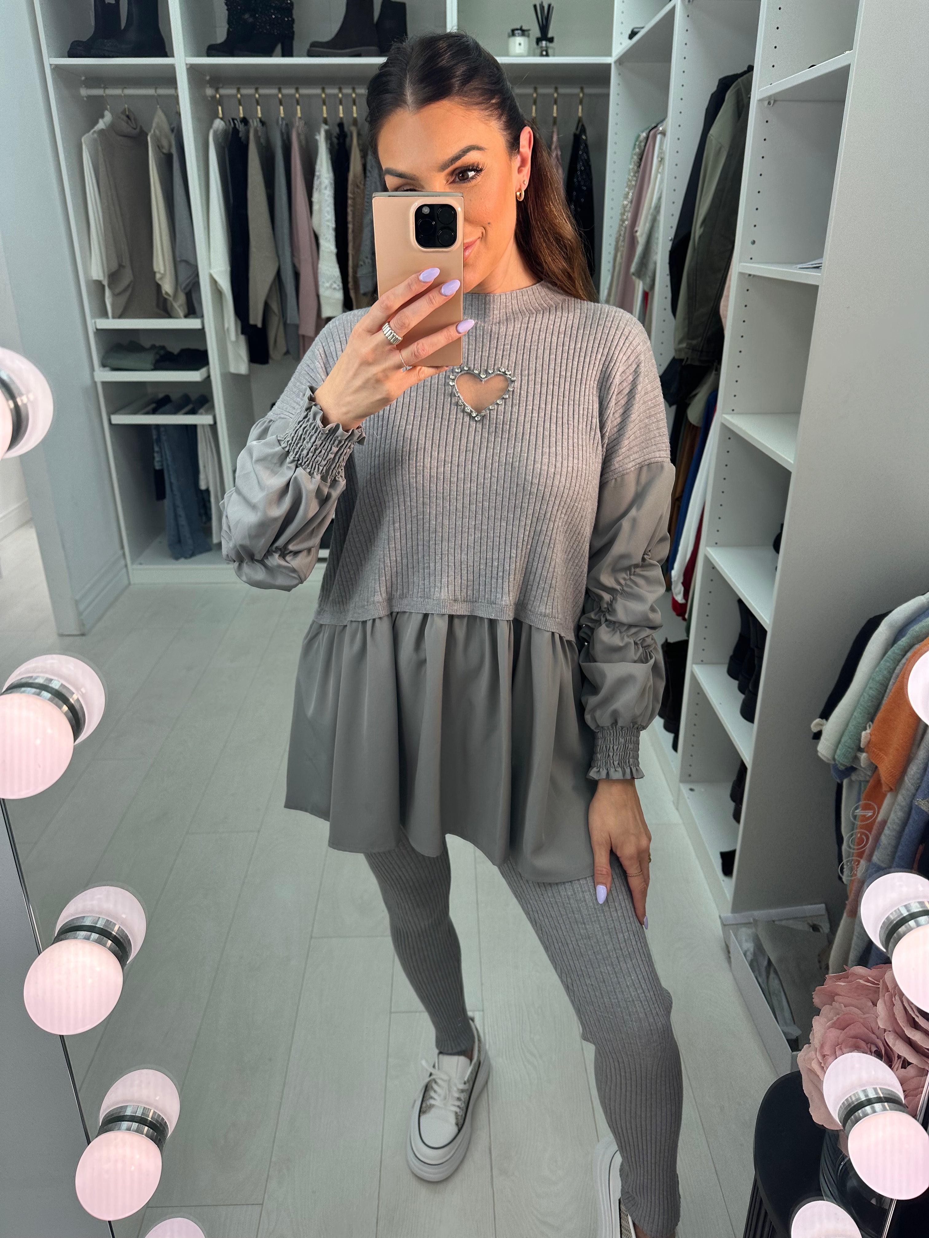 Imani Heart & Blouse Hem Loungewear Set