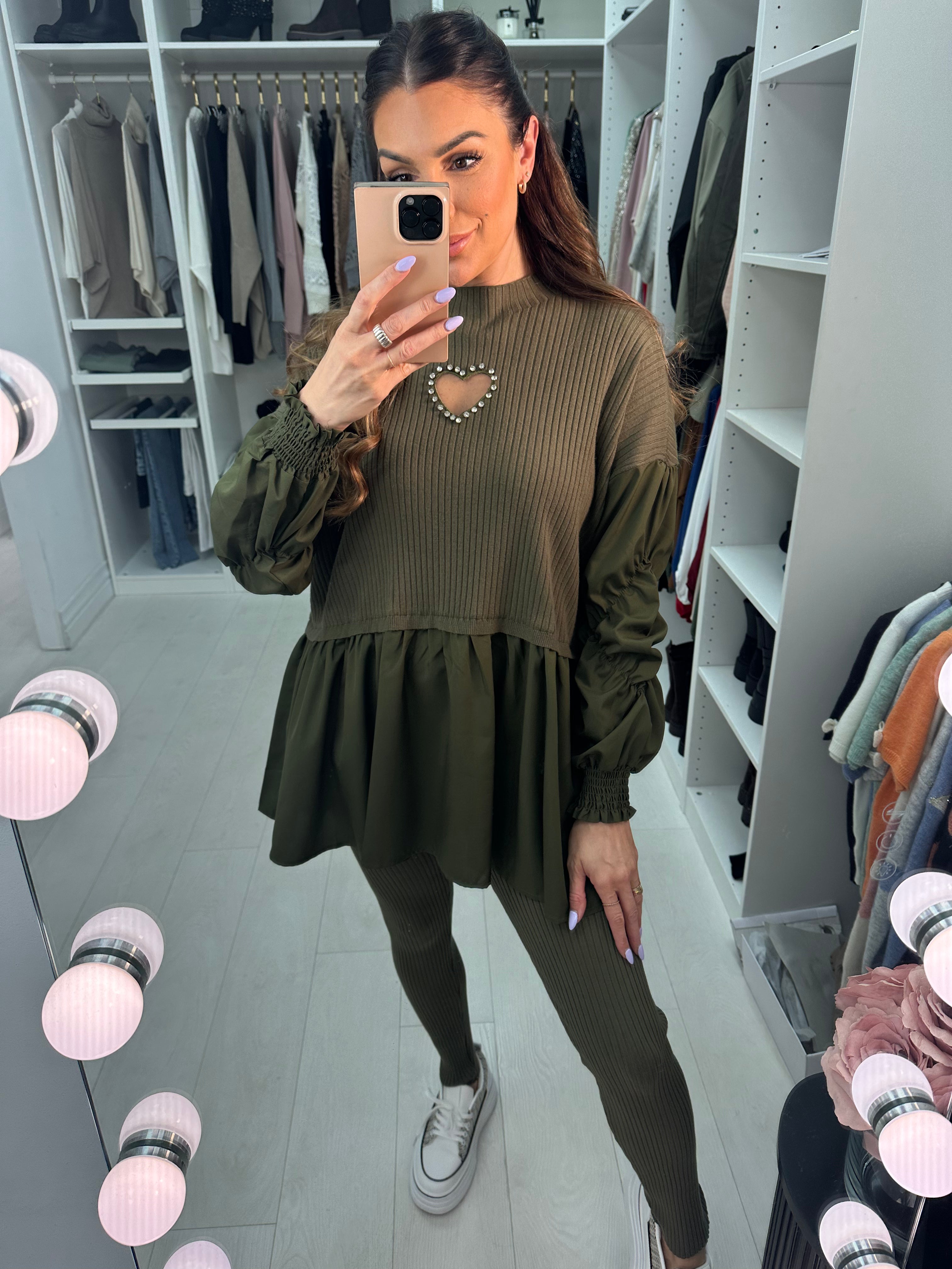 Imani Heart & Blouse Hem Loungewear Set