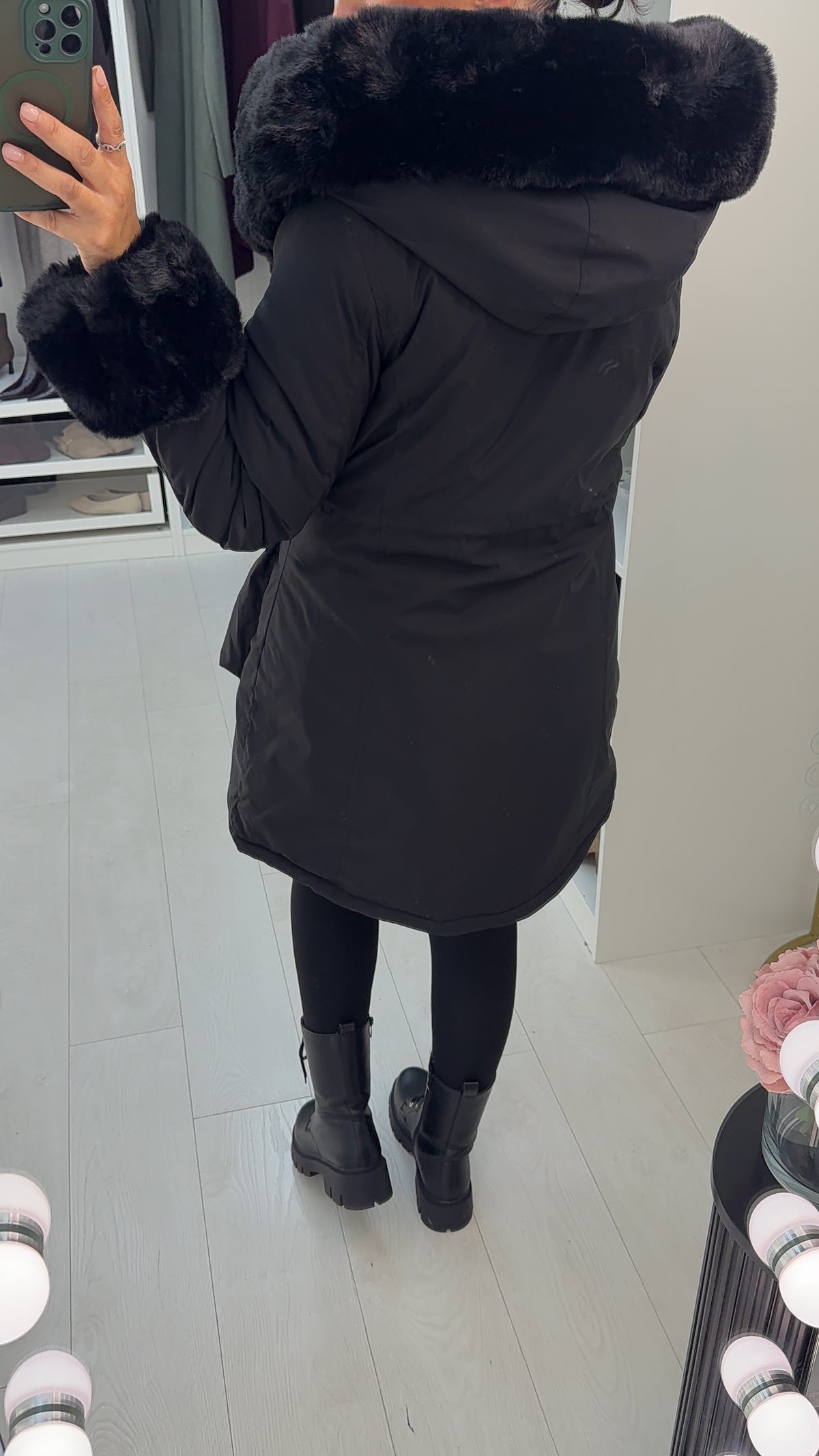 Willow Faux Fur Hooded Toggle Waist Coat