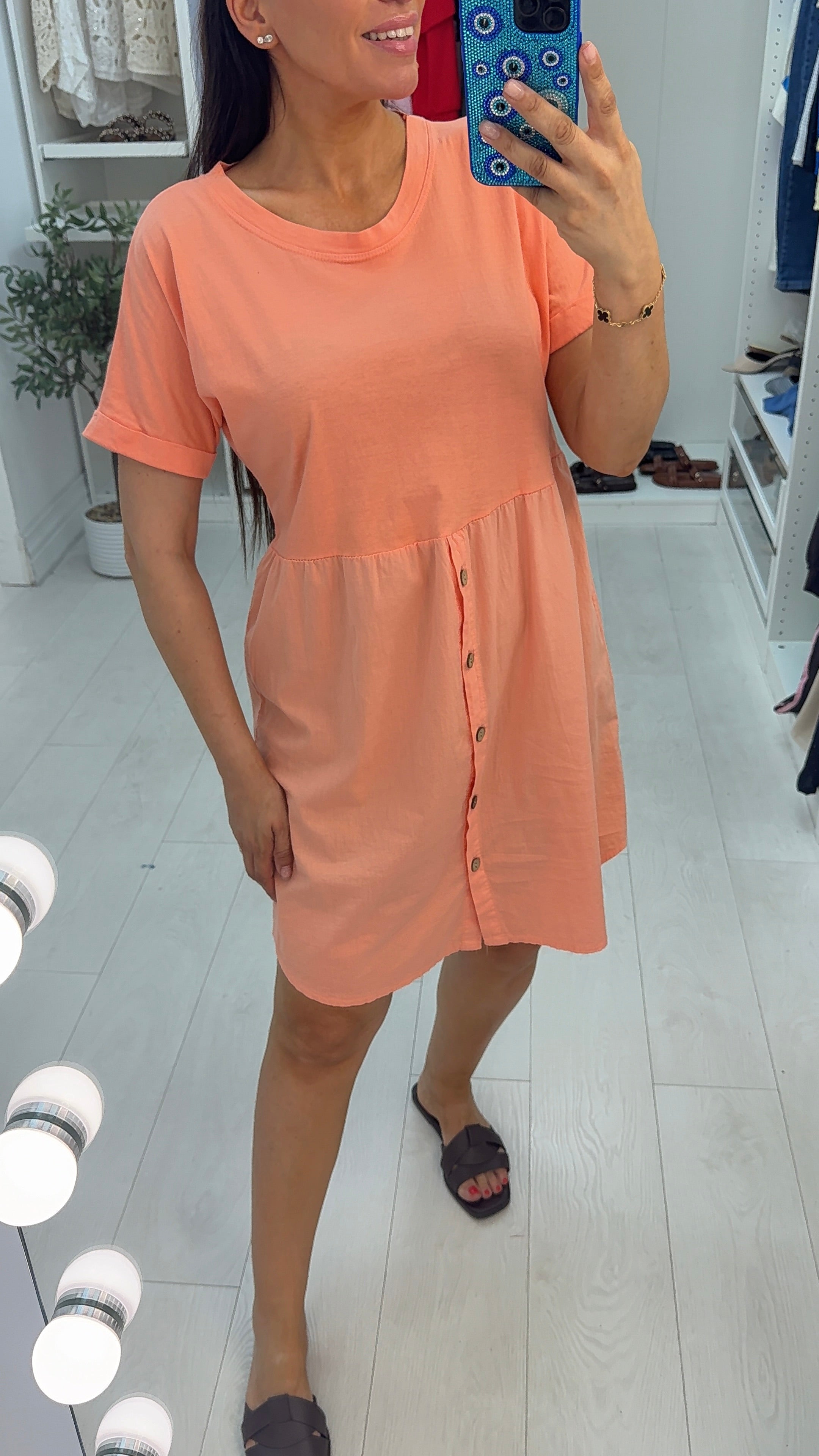 Palmina Button Detailed Necklace Dress