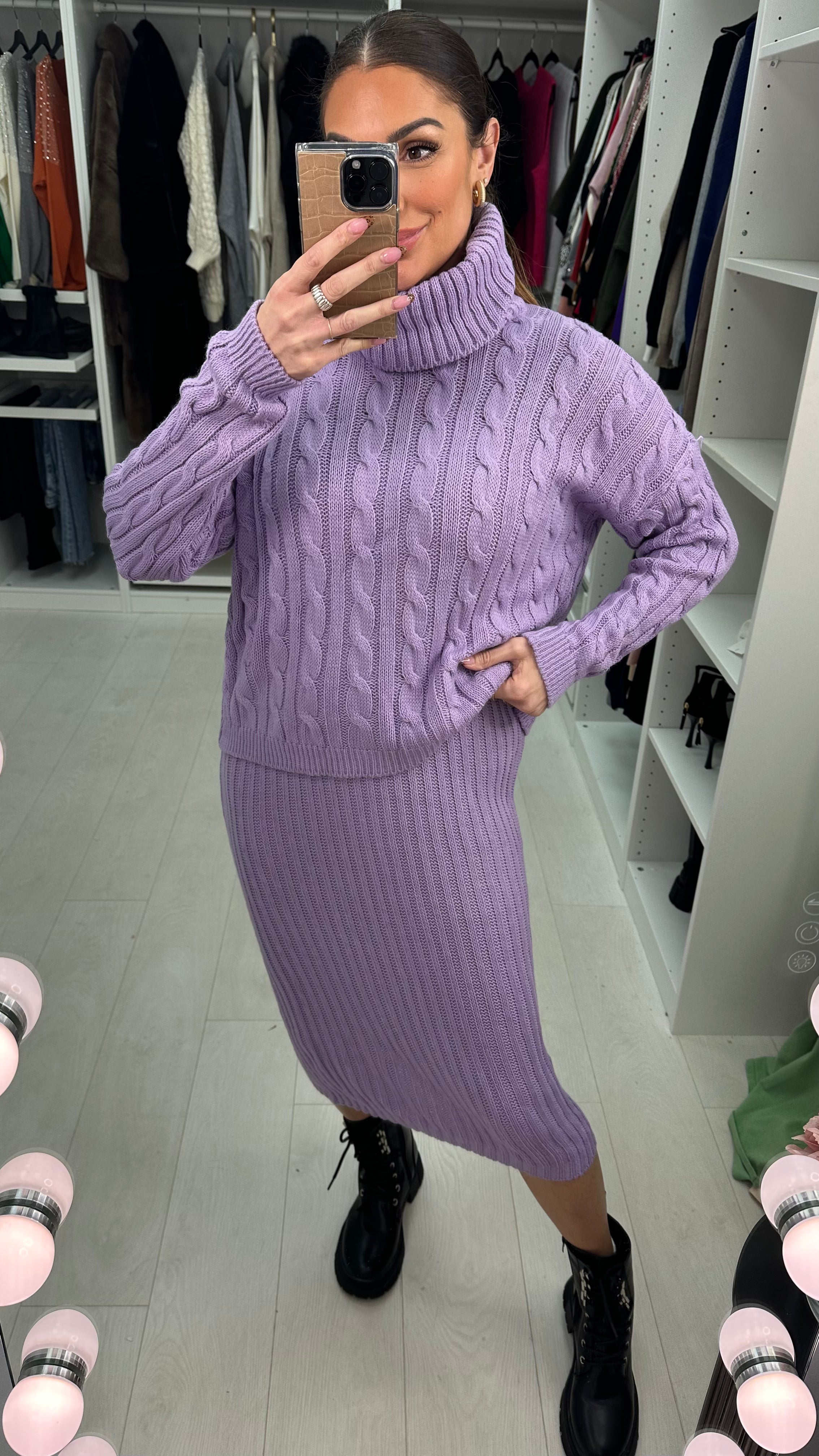 Charlee Two Piece Cable Knit Jumper Midi Dress