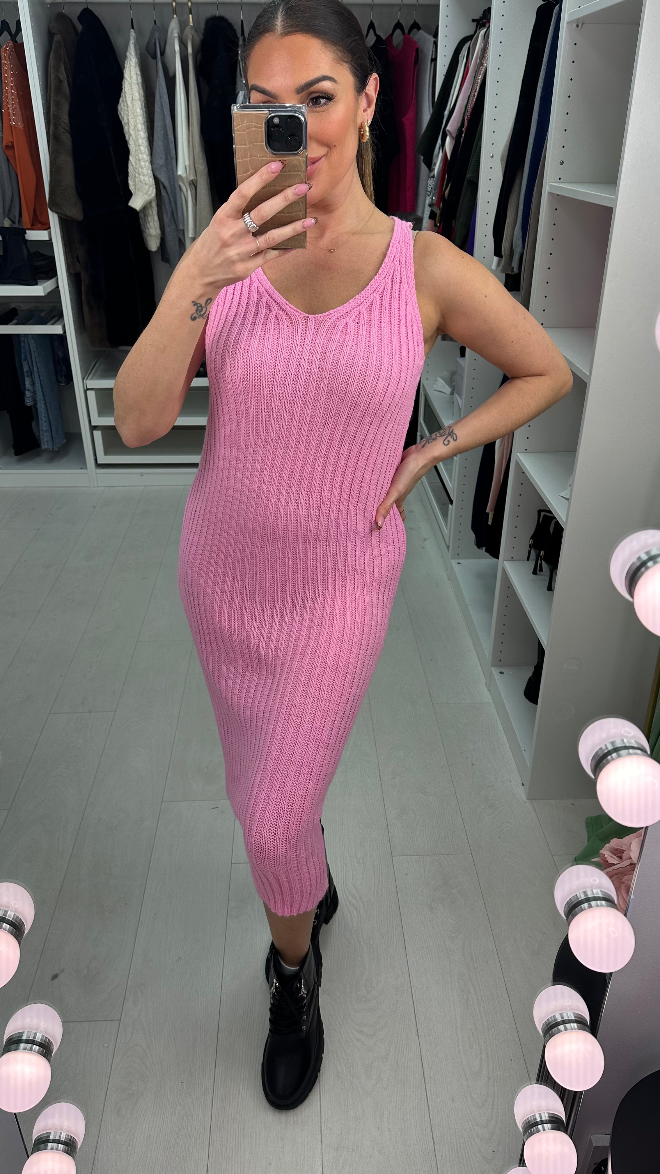 Charlee Two Piece Cable Knit Jumper Midi Dress