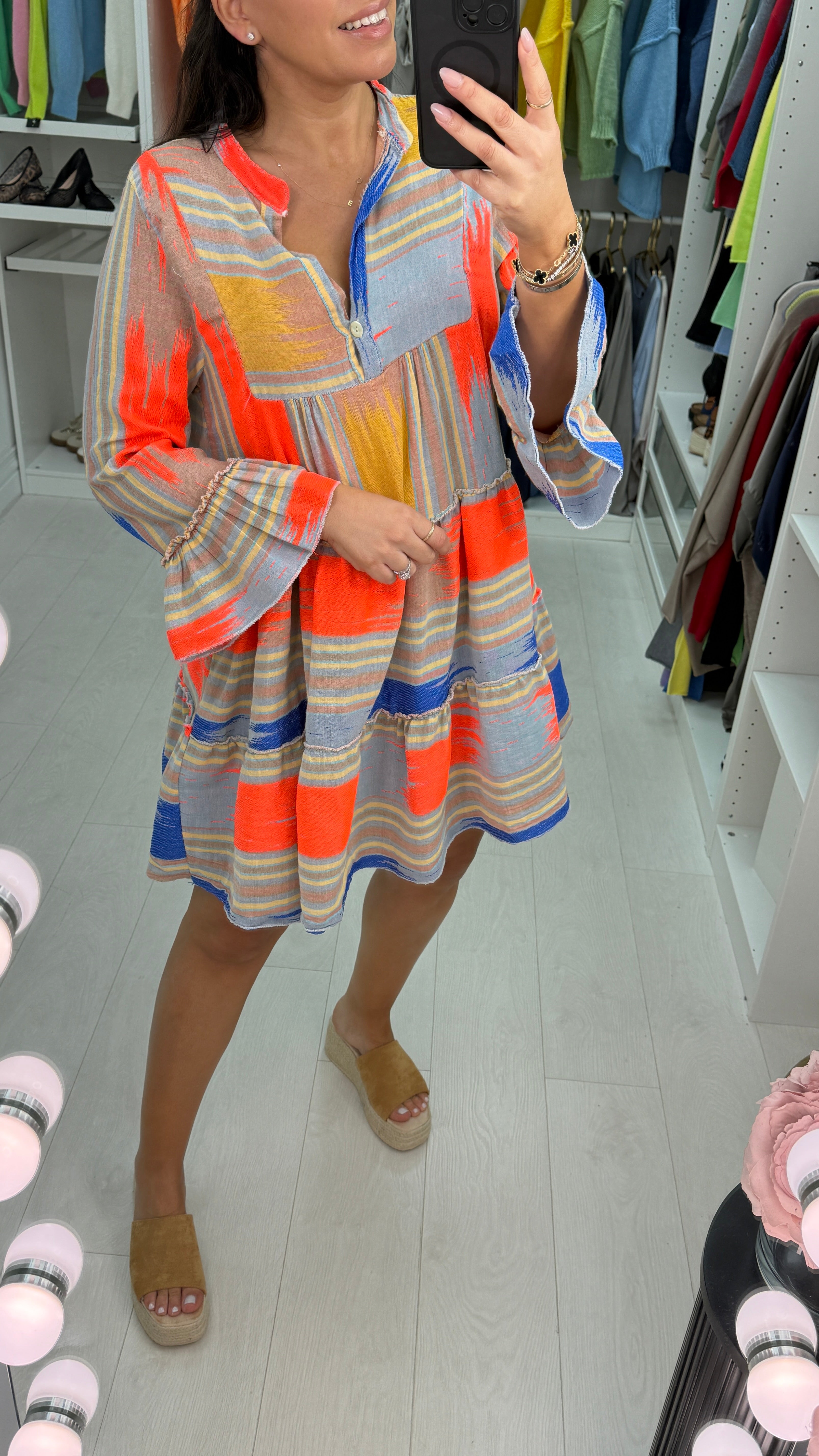 Chelsea V Neck Abstract Smock Dress