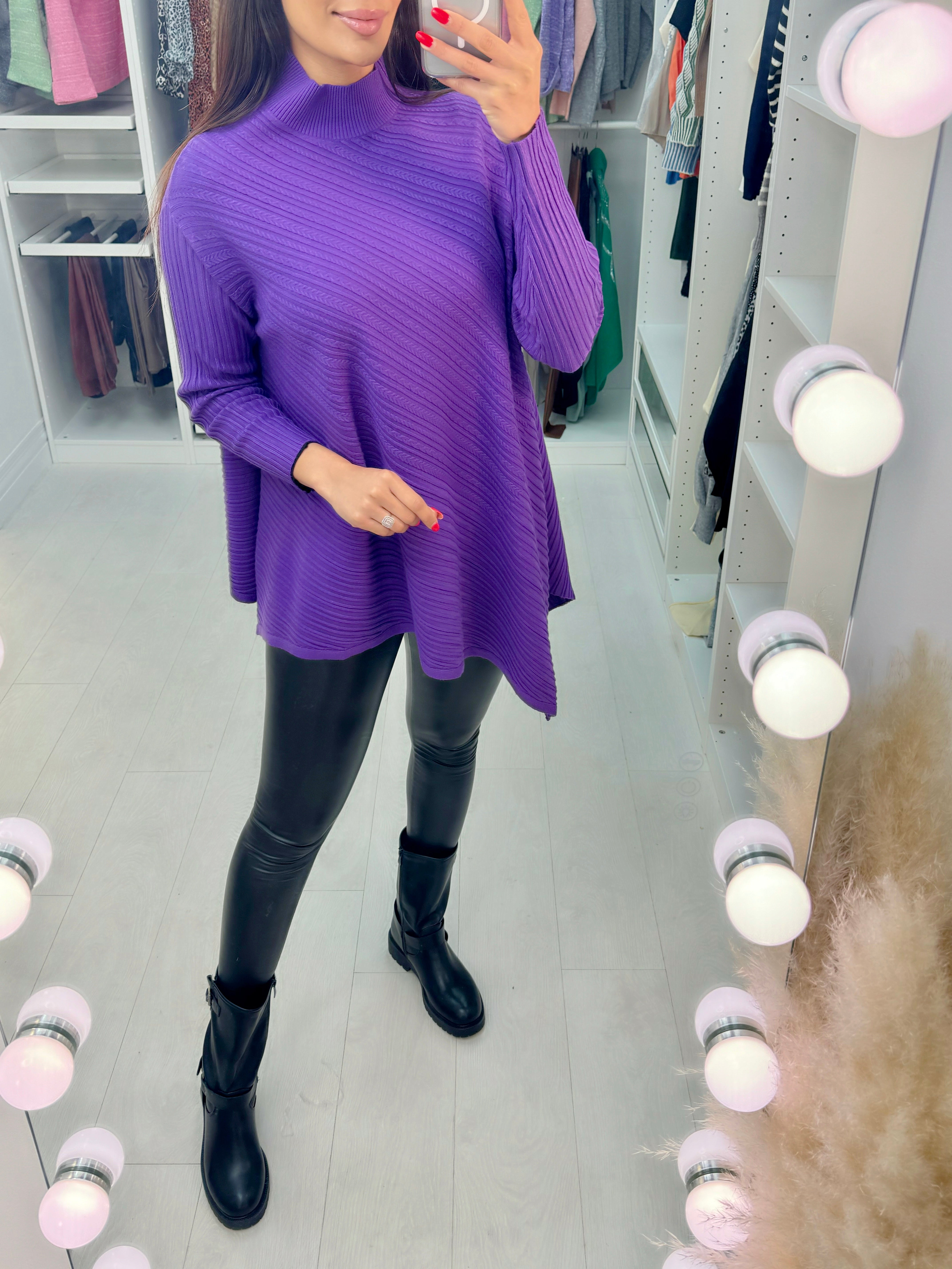 Mais Asymmetric Cable Knit Detail Jumper