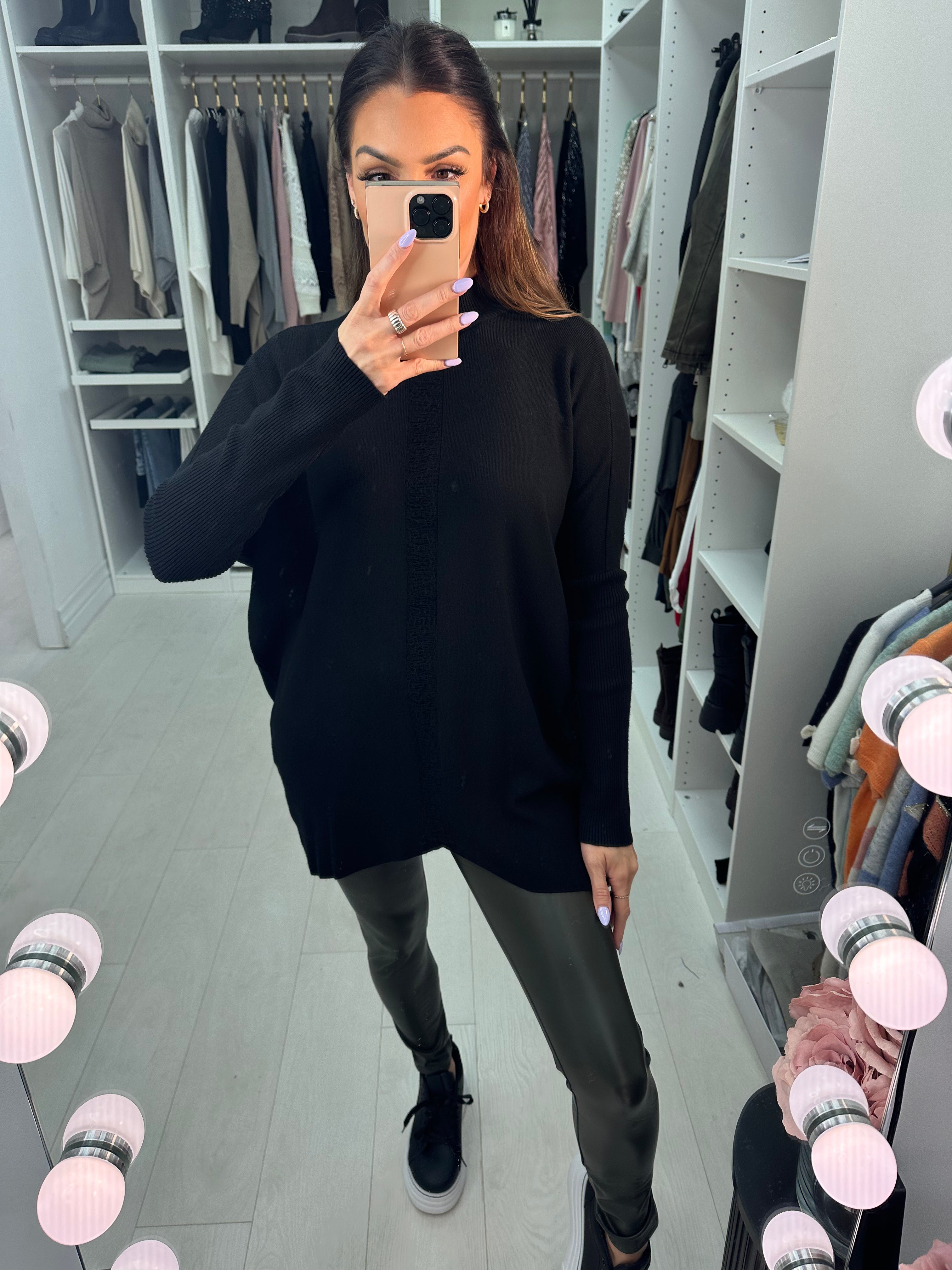 Nelson Ripped Detail High Neck Jumper