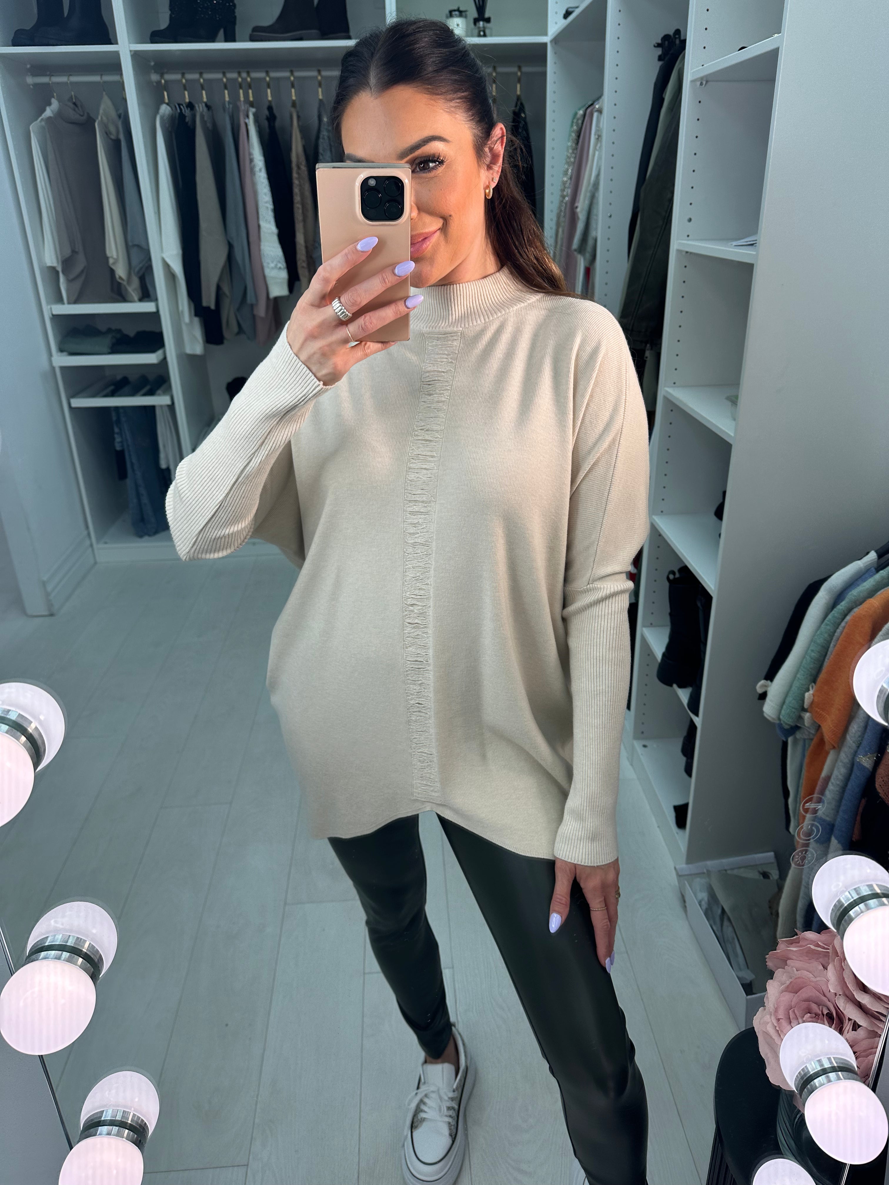 Nelson Ripped Detail High Neck Jumper