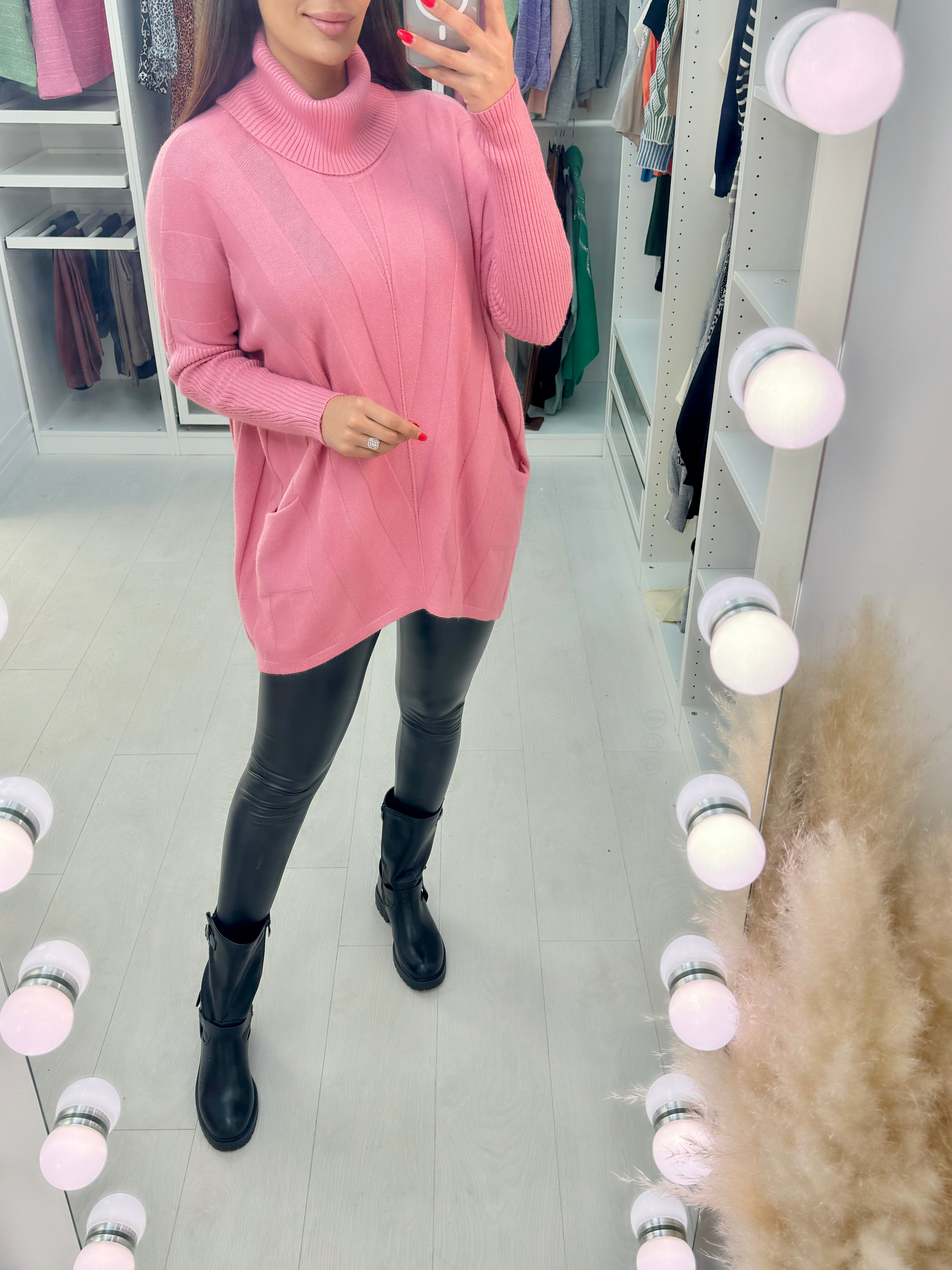 Tyana Chevron Roll Neck Jumper