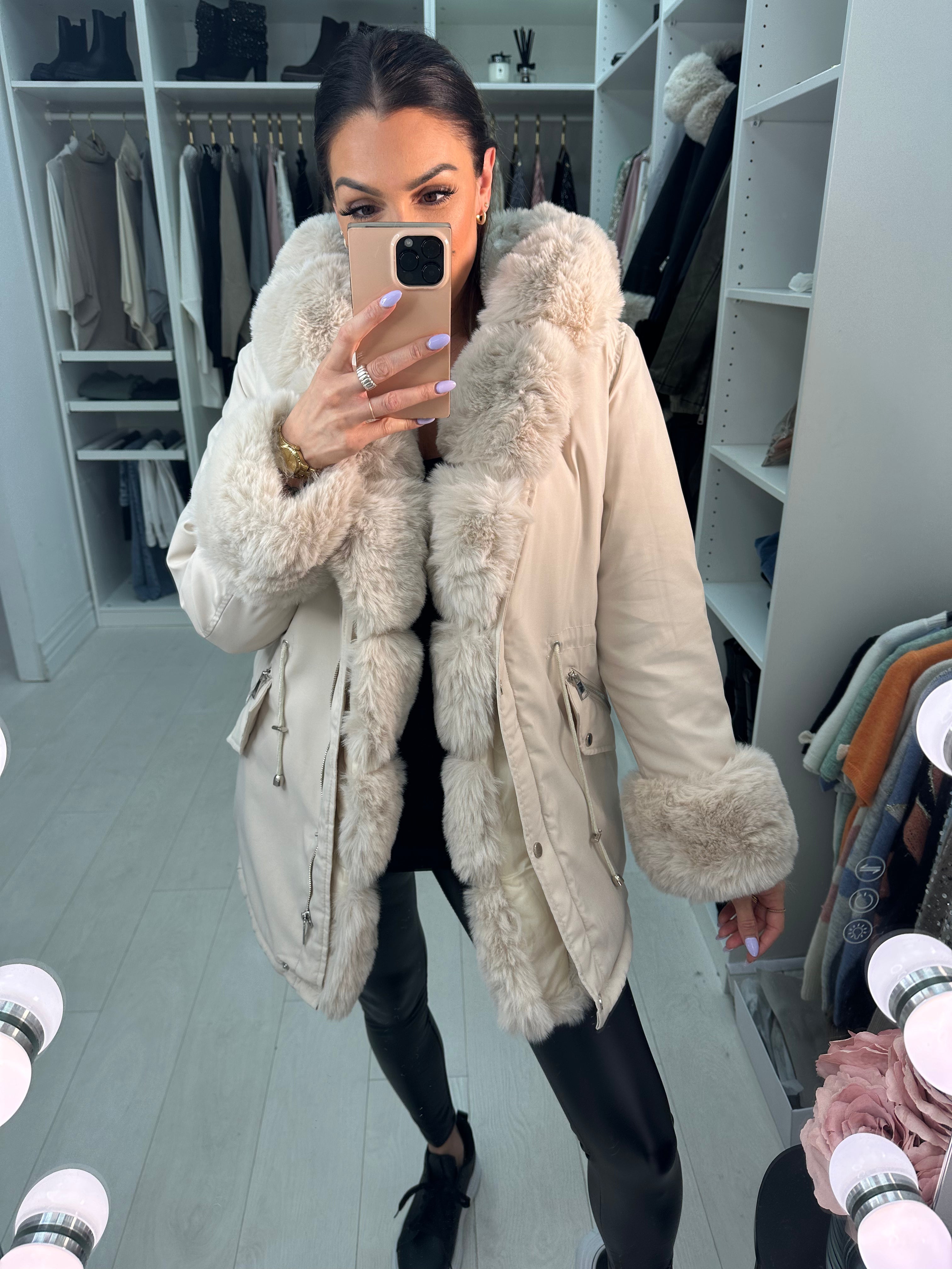 Amaya Faux Fur Hooded Toggle Coat