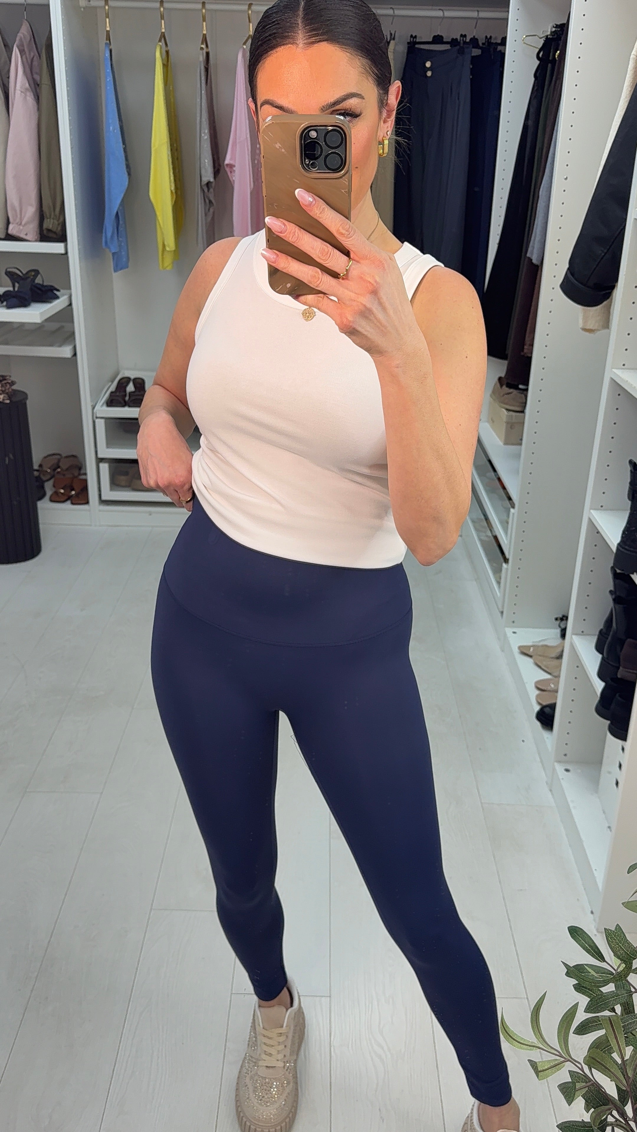 Avalee Navy Plain Soft Stretch Leggings