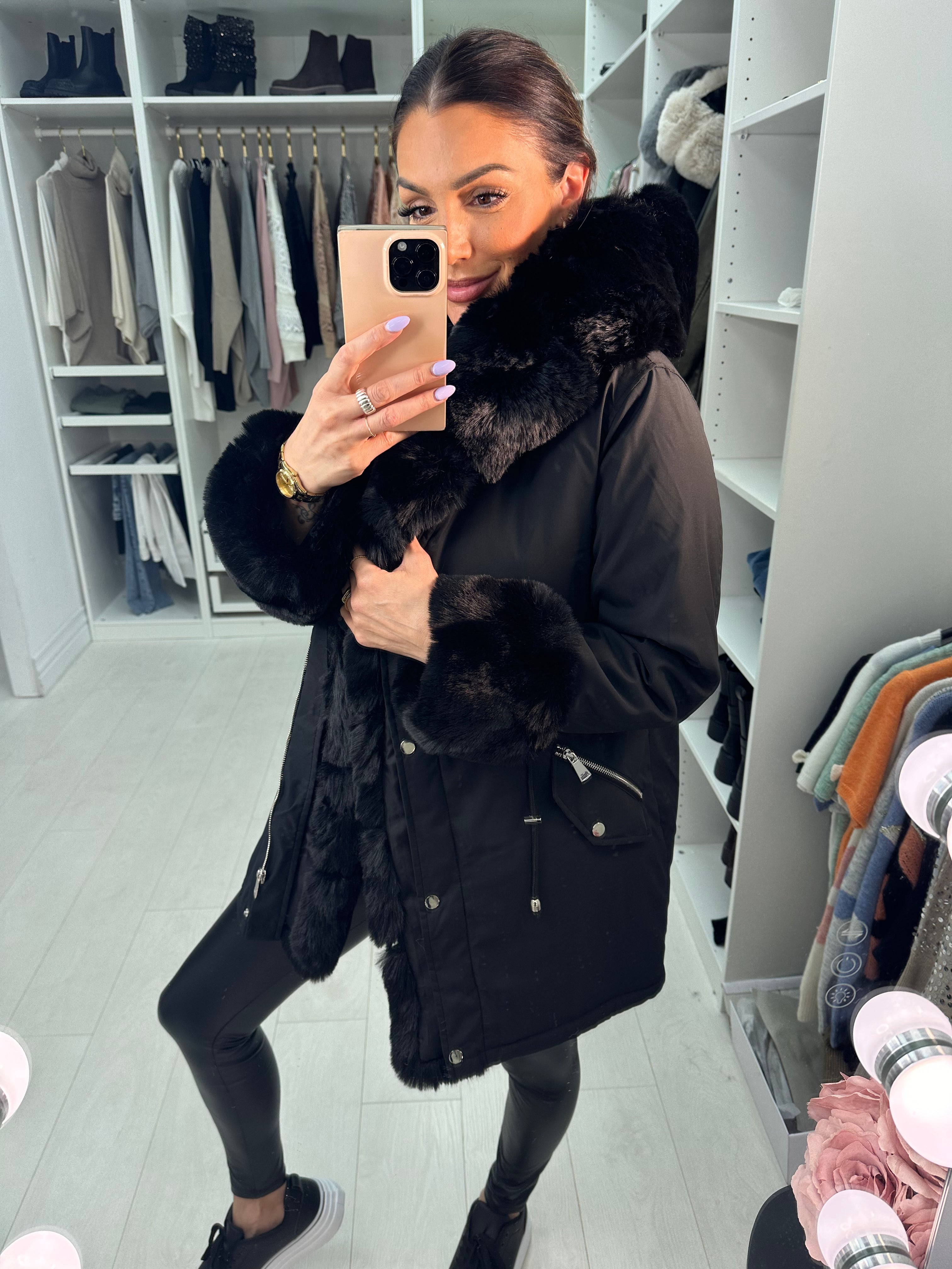 Amaya Faux Fur Hooded Toggle Coat