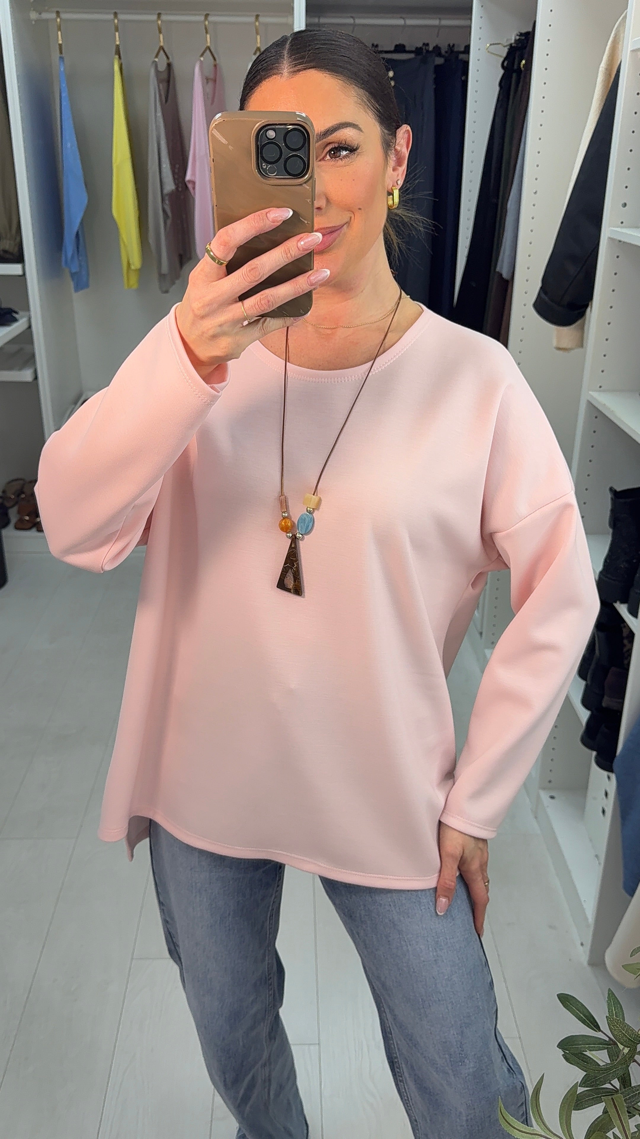 Adalie Plain Necklace Loose Fit Top