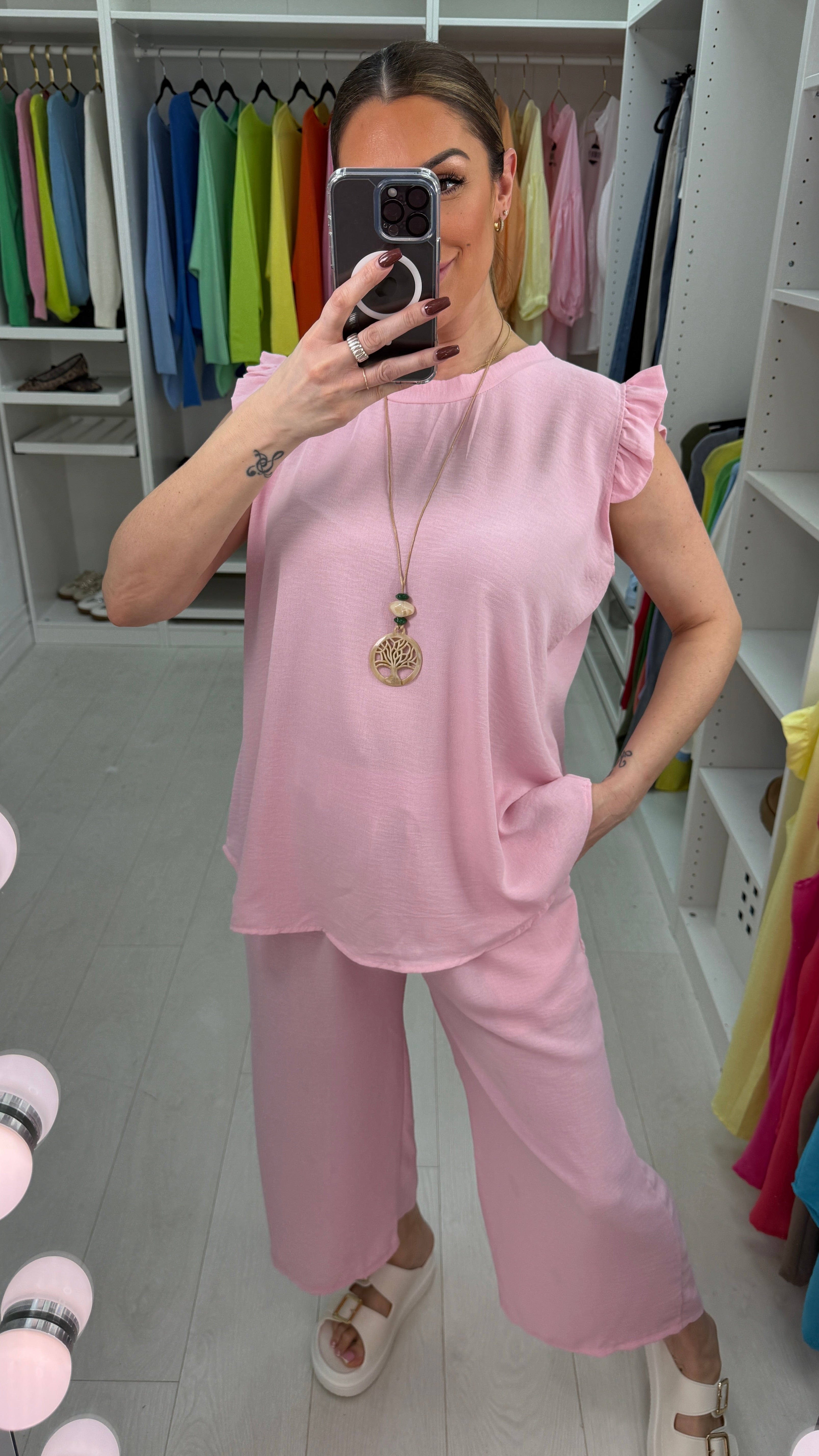 Fidelia Frill Detail Crepe Culotte Co-Ord Set