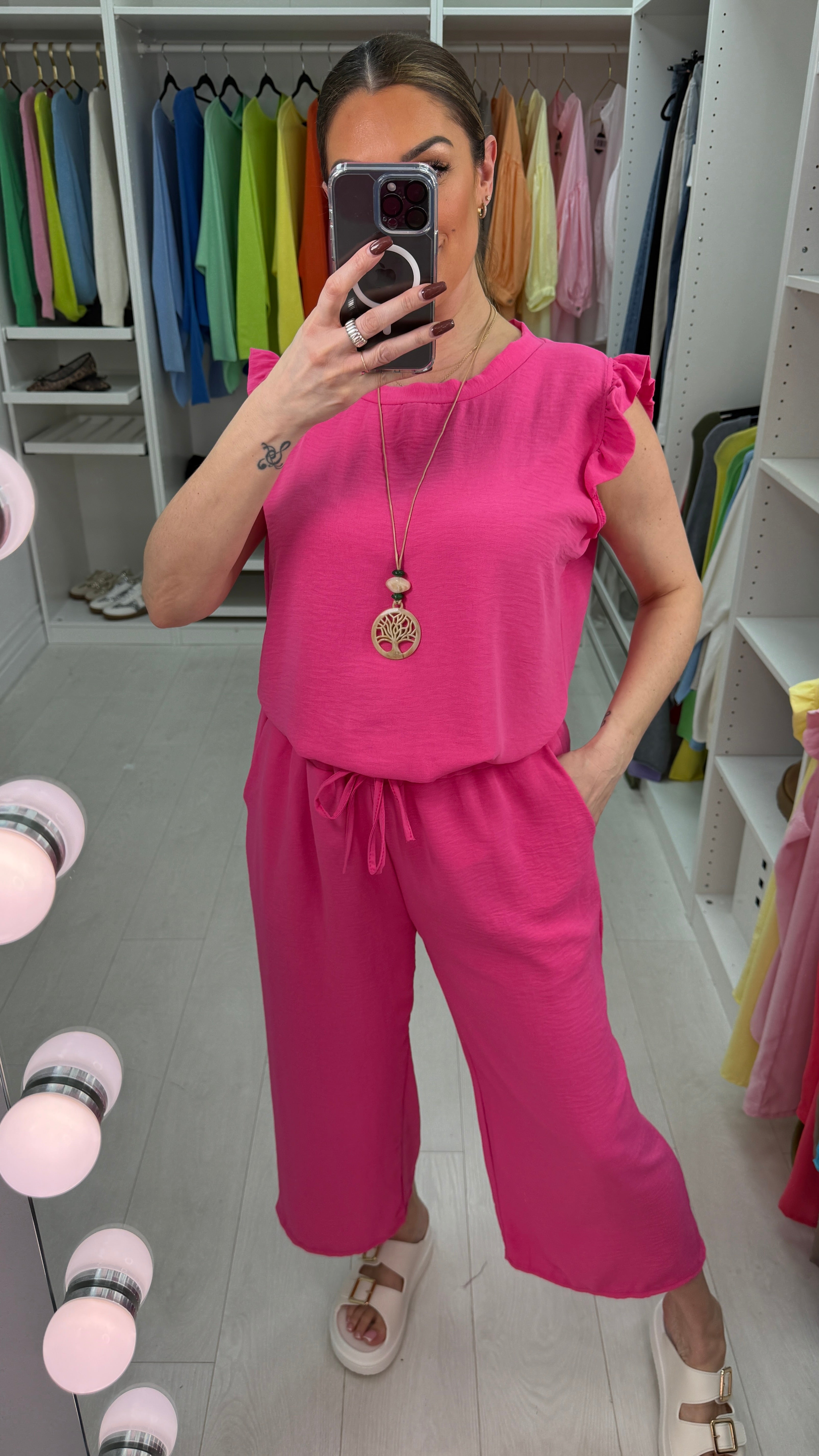 Fidelia Frill Detail Crepe Culotte Co-Ord Set