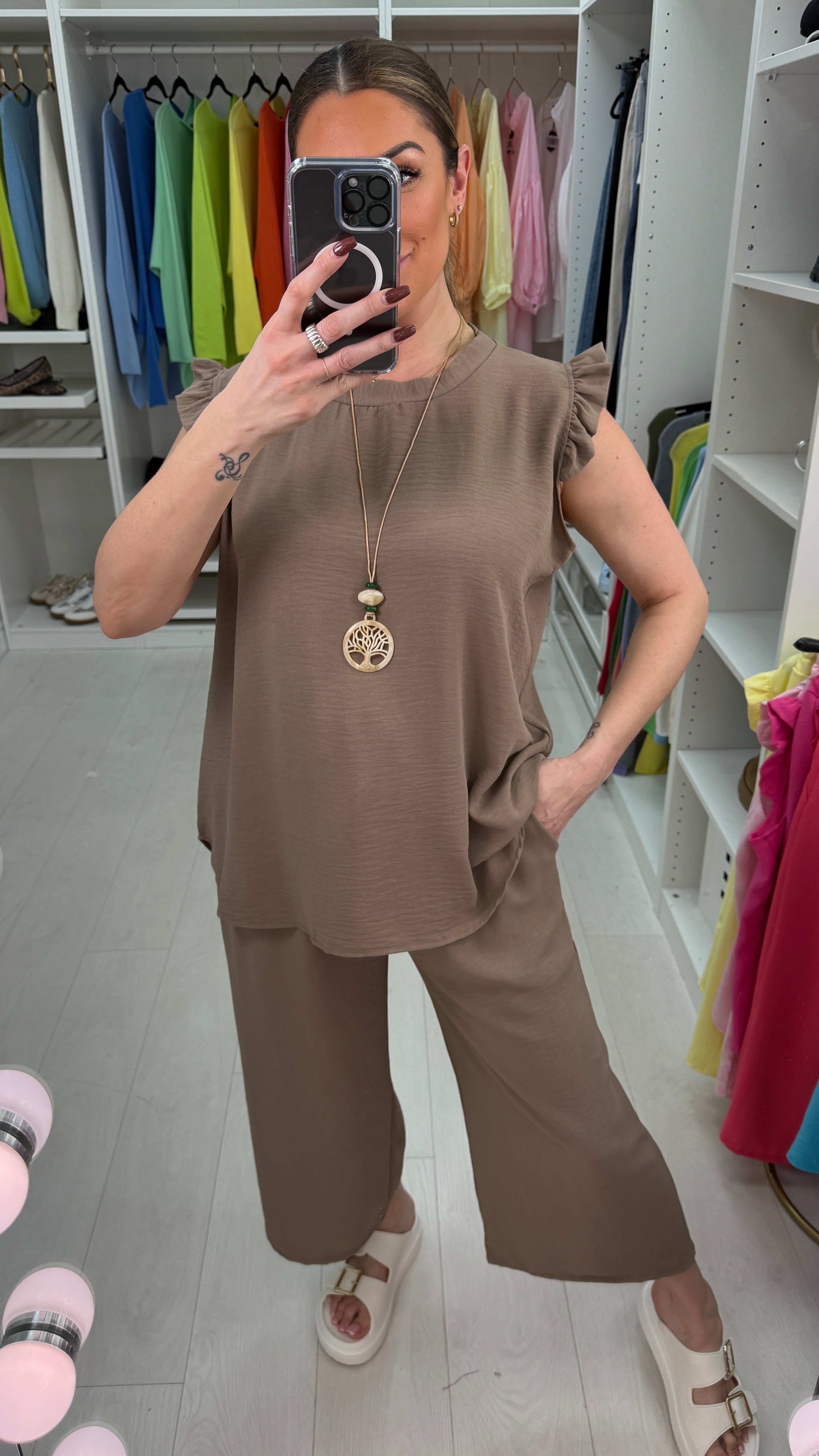 Fidelia Frill Detail Crepe Culotte Co-Ord Set