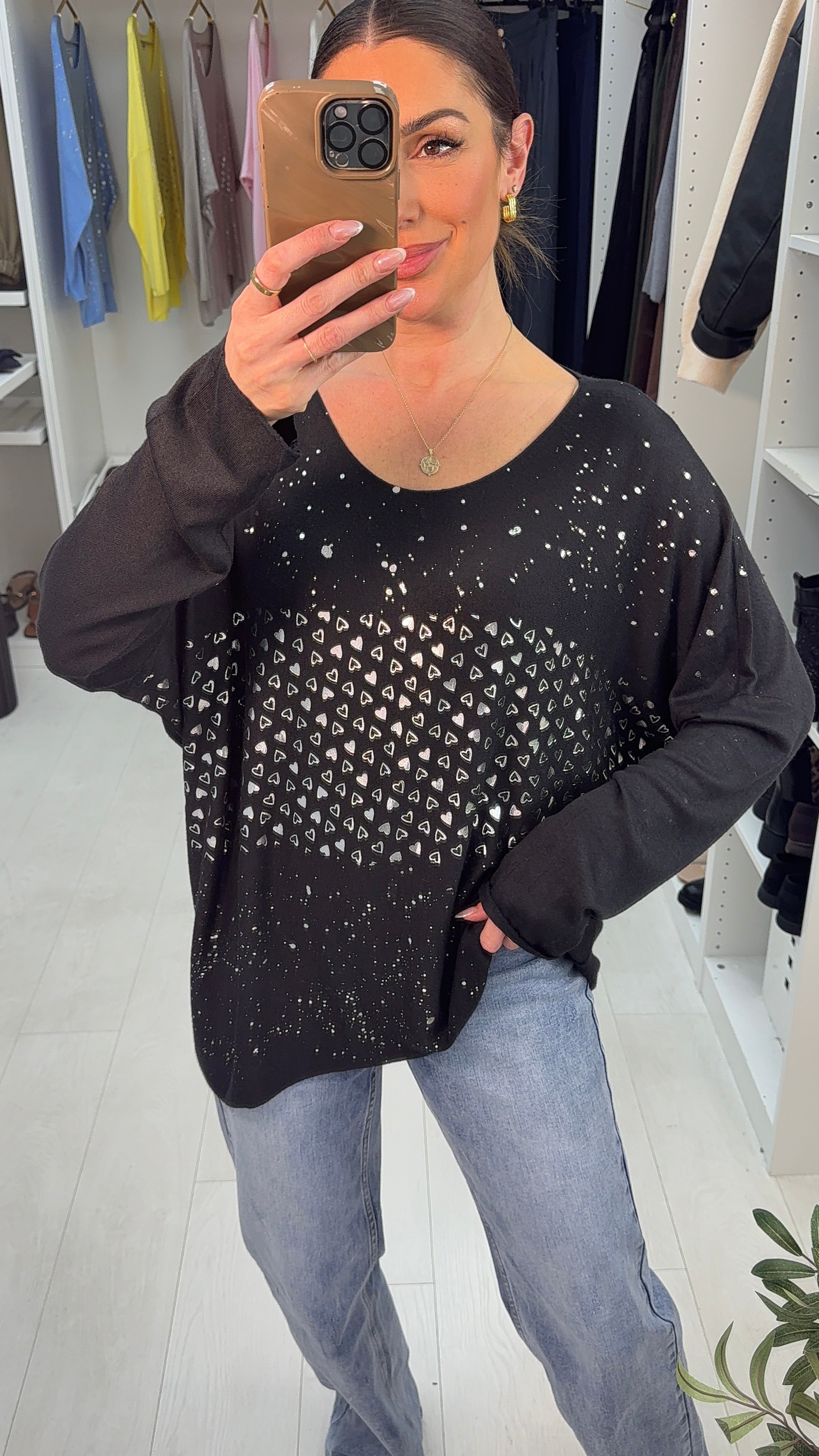 Aleesa Heart Detailed Thin Knit Jumper