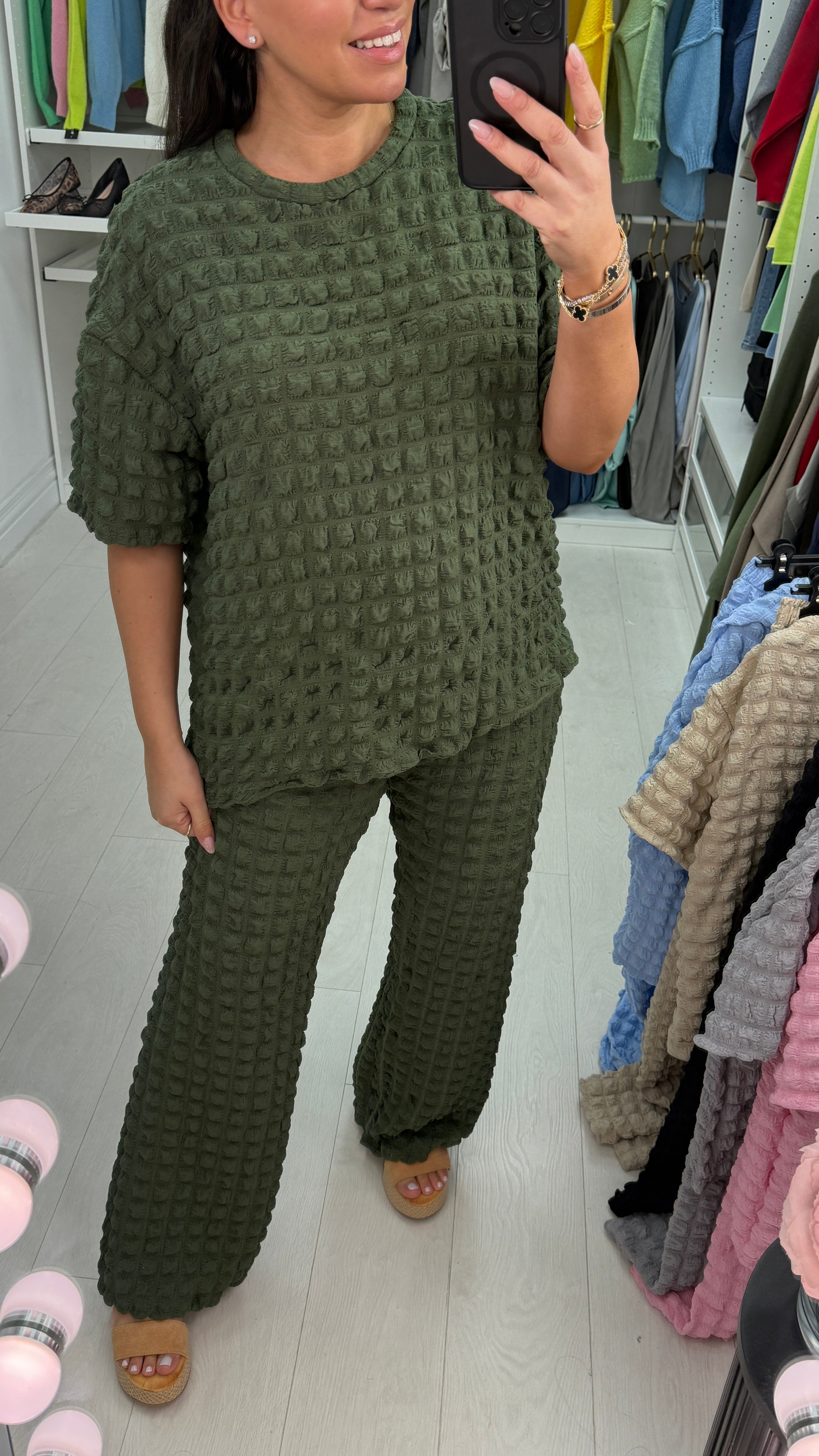 Delilah Plain Loose Fit Textured Loungewear Set