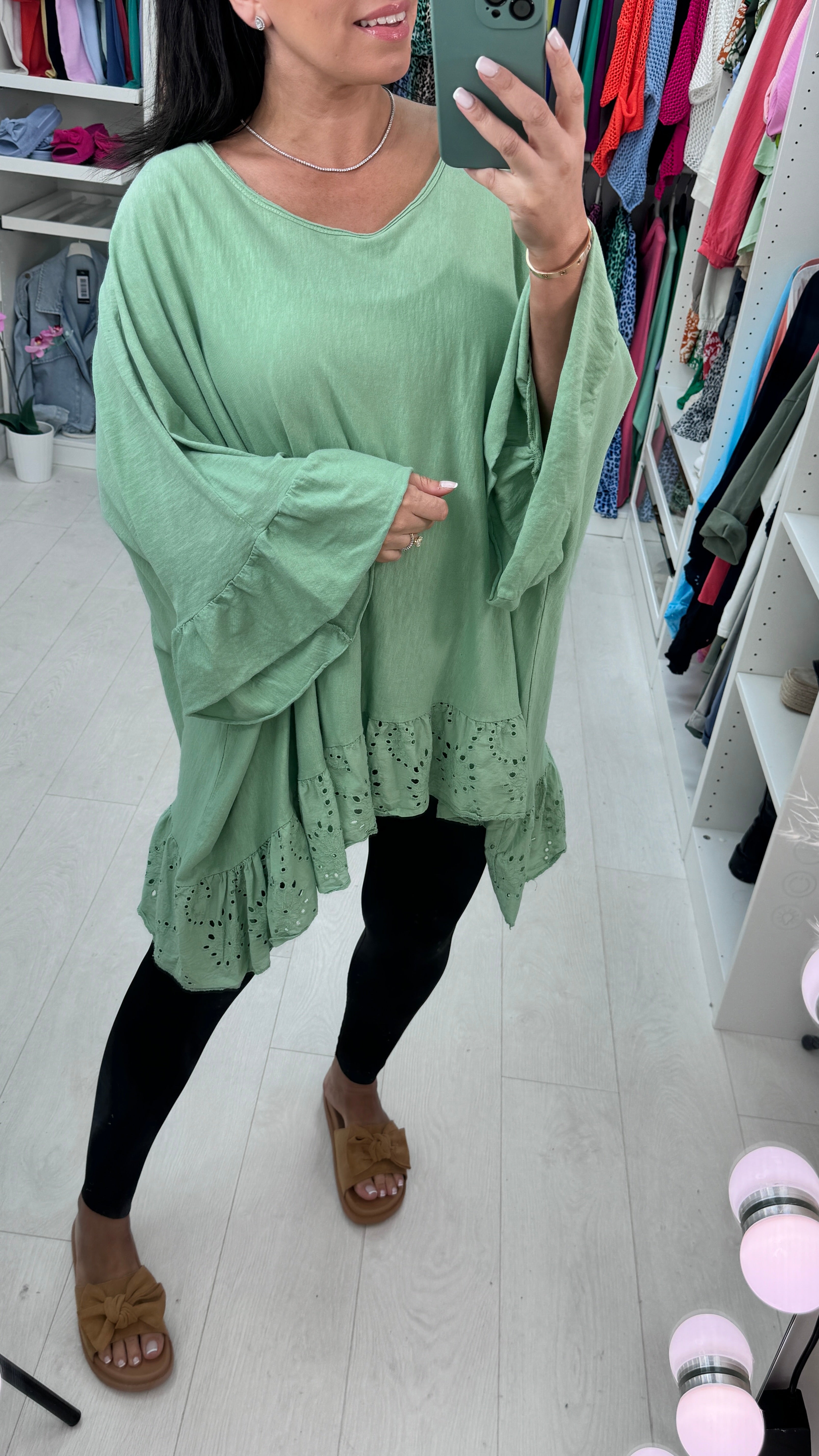 Layne Broderie Ruffle Hem Top