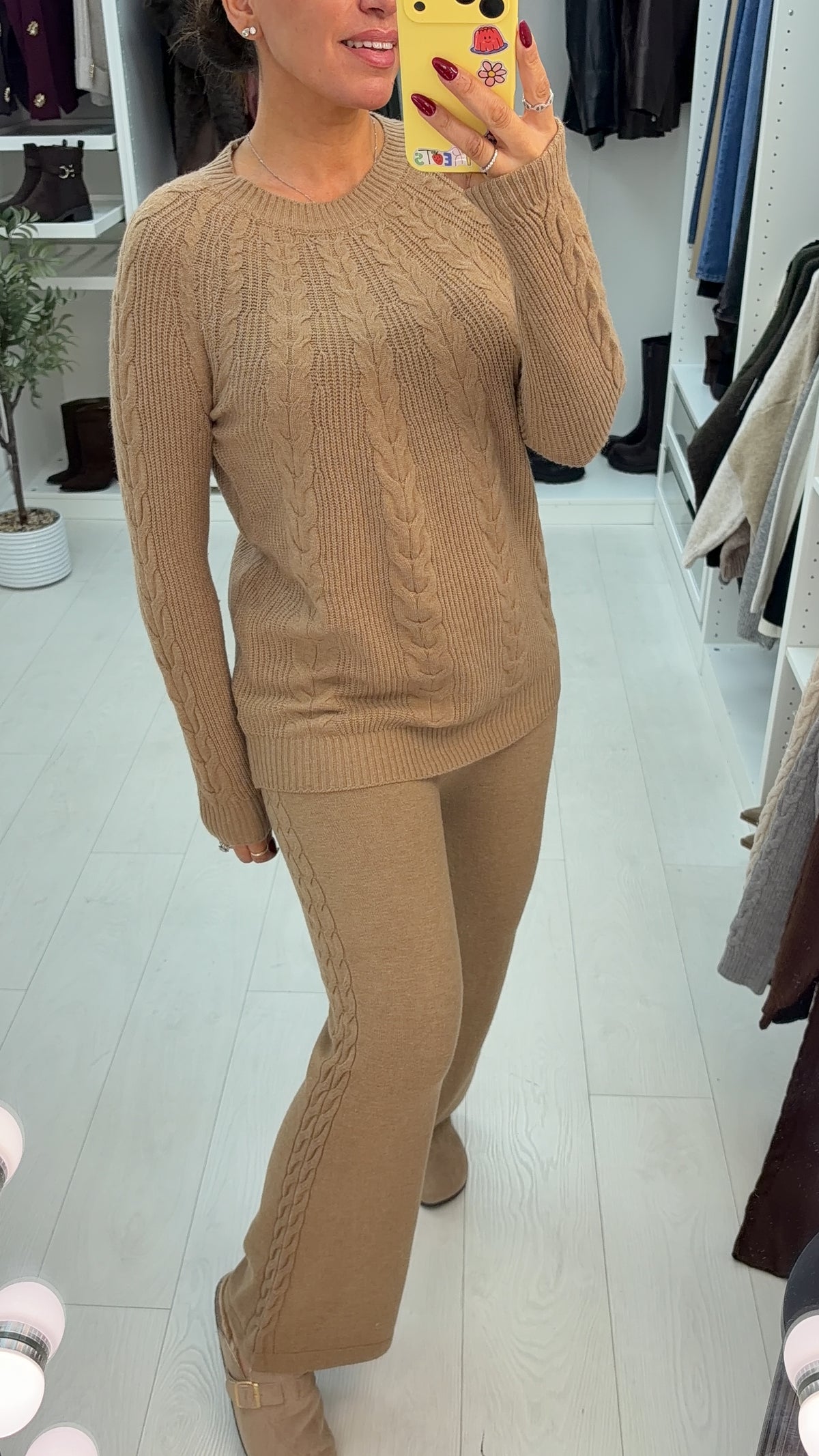 Cameron Plain Cable Knit Loungewear Set
