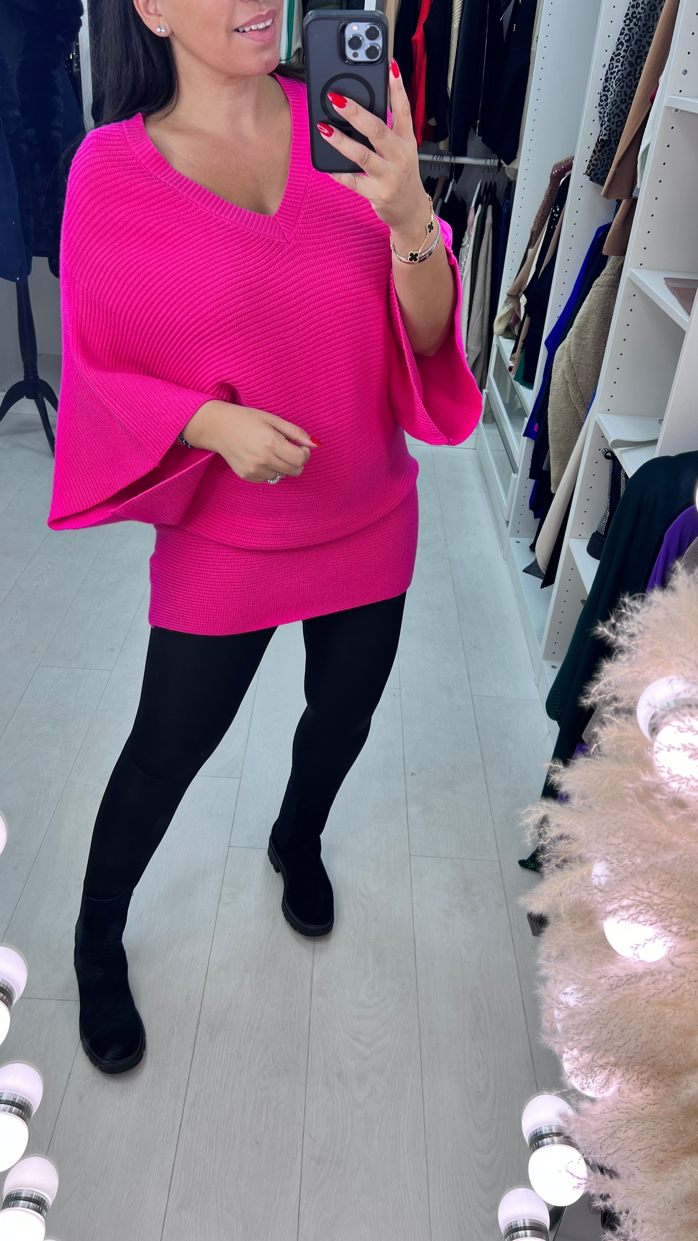 Doreta Ribbed V-Neck LongLine Jumper