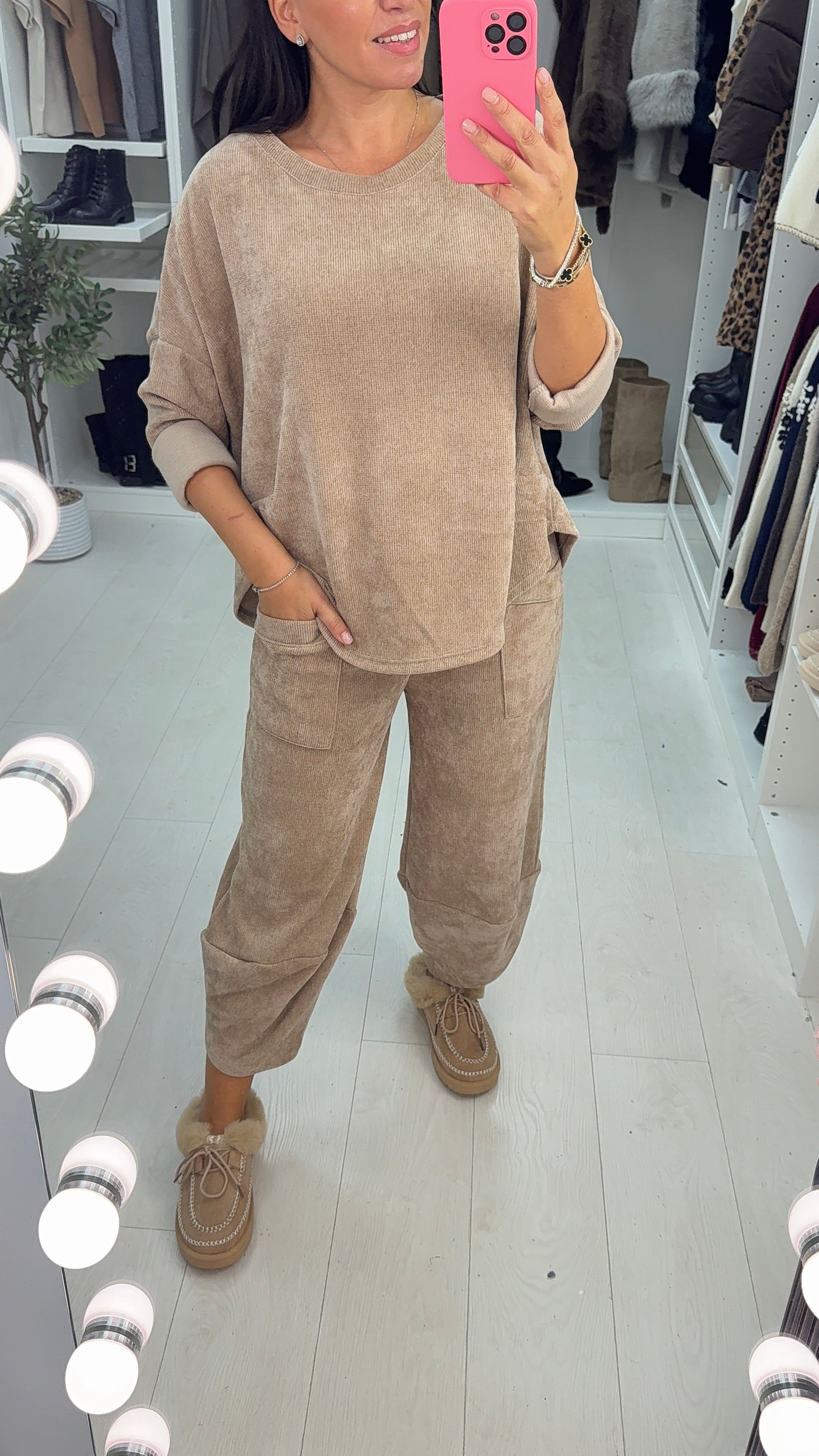 Zella Plain Corduroy Loose Fit Co-Ord Set