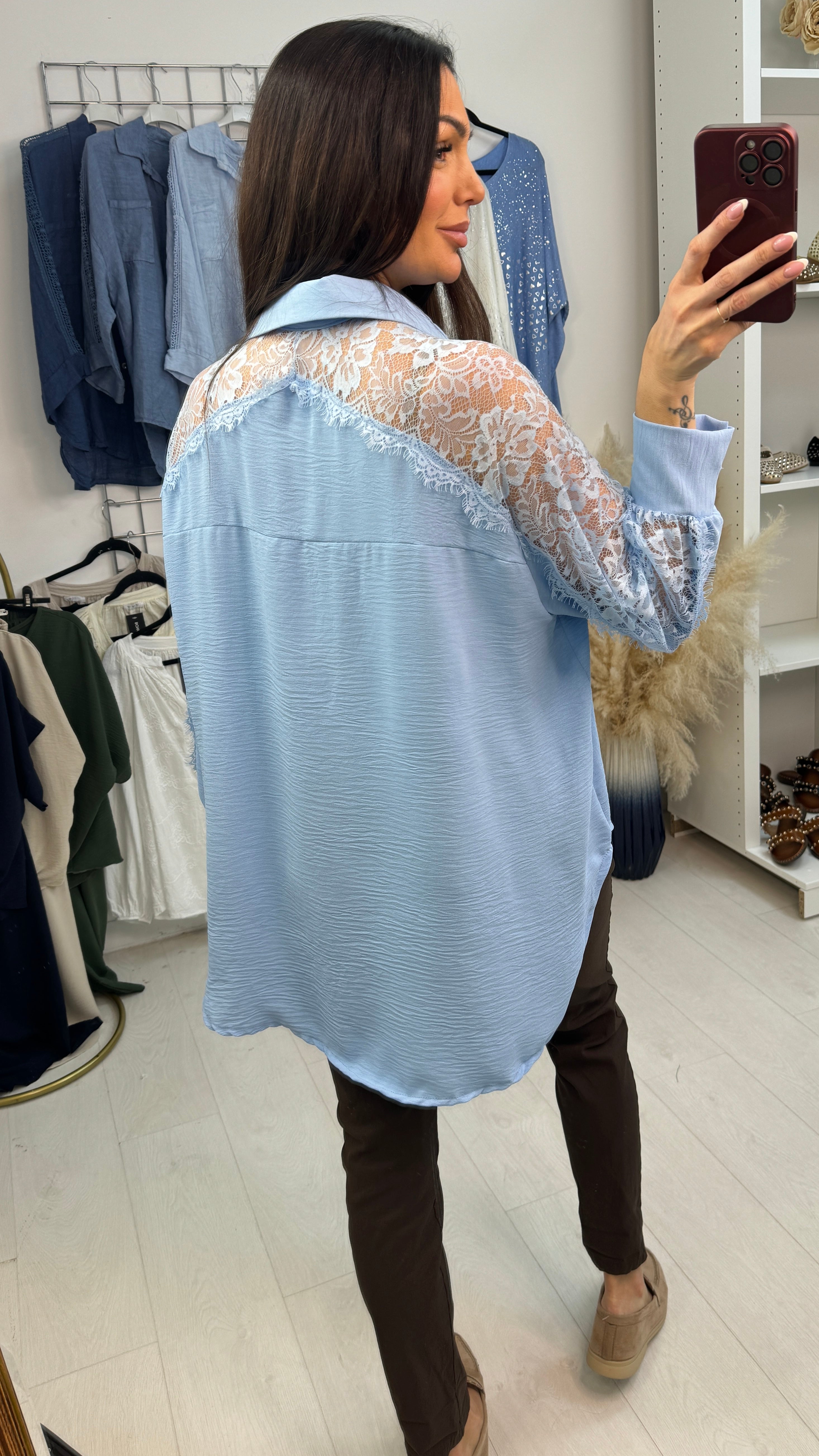 Trudie Plain Lace Detailed Relaxed Fit Shirt