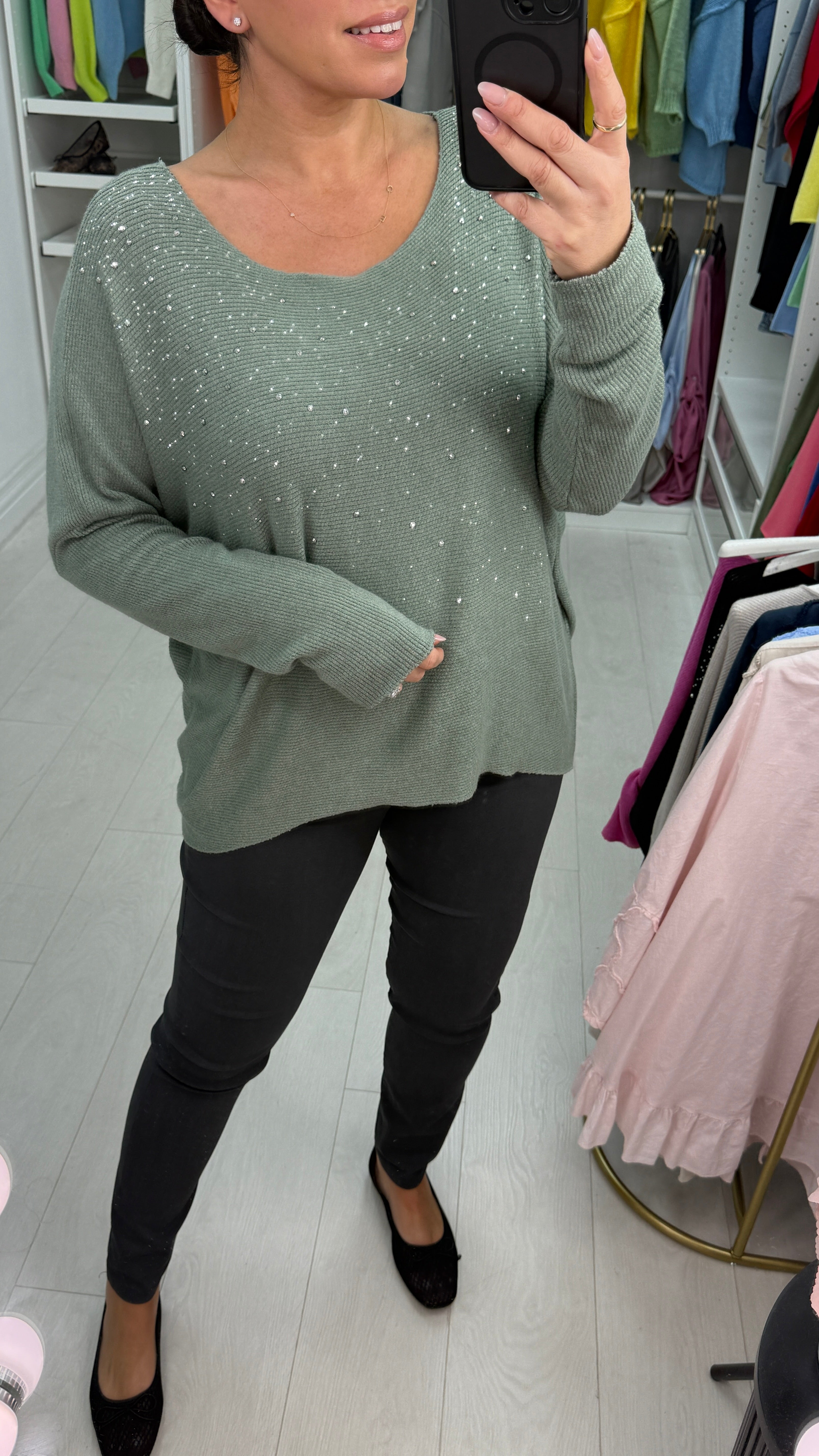 Susana Diamante Detailed Loose Fit Knit Top