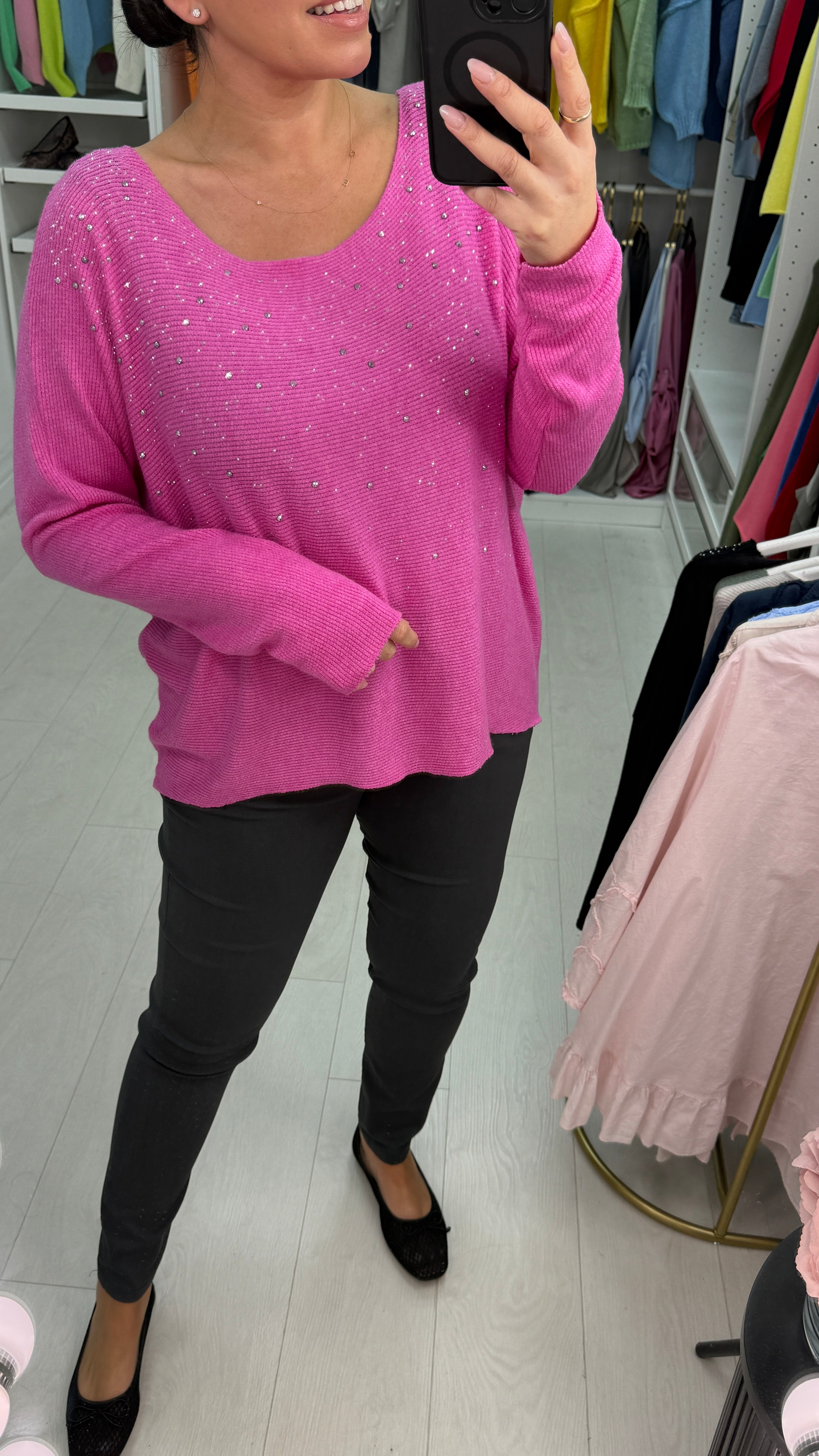 Susana Diamante Detailed Loose Fit Knit Top